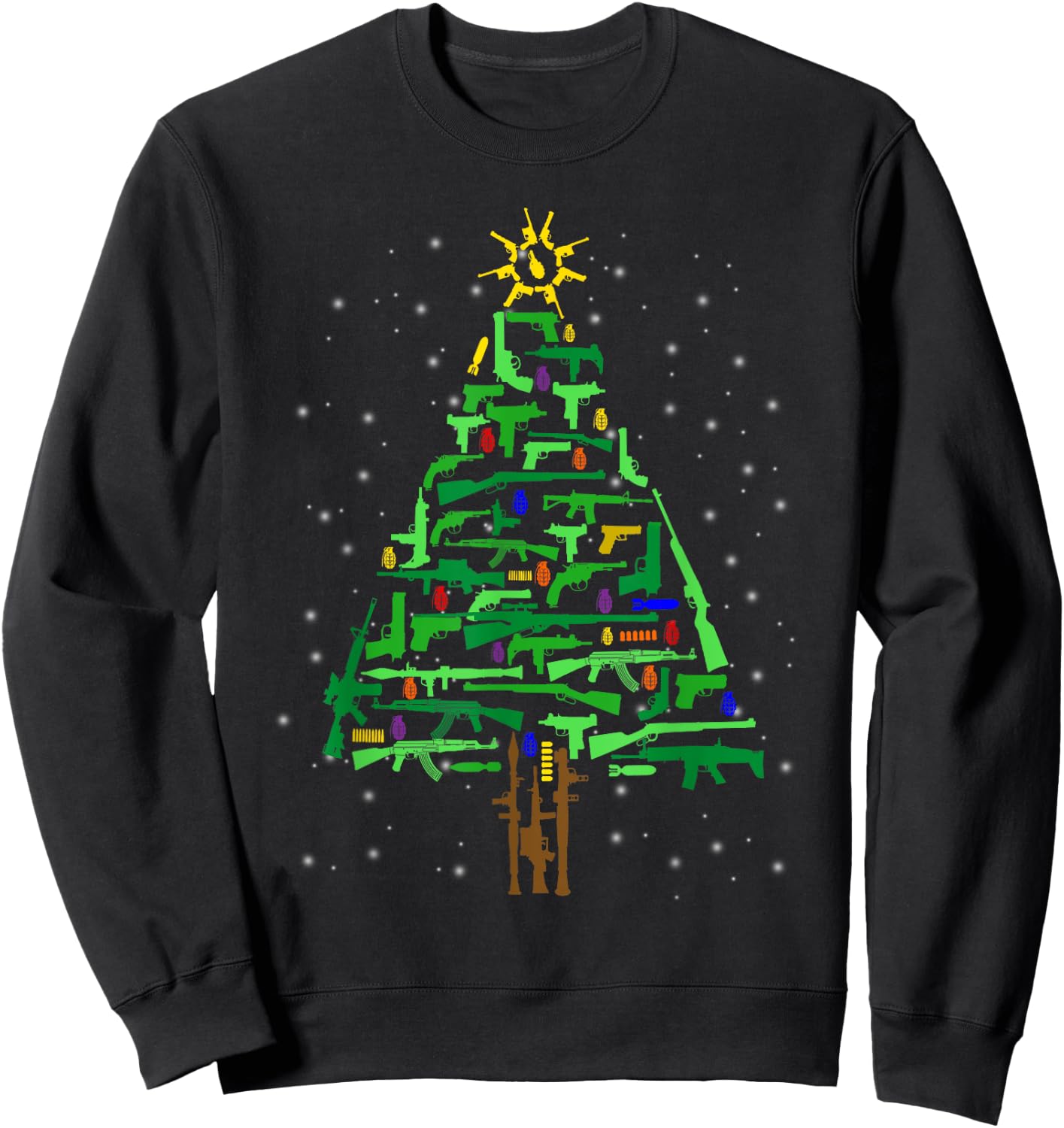 Gun Christmas Tree Funny Veteran Xmas 2024 Gifts Gun Lover Sweatshirt - Sweatshirt | Black