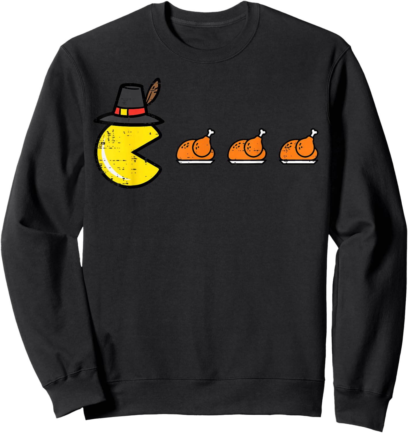 Thanksgiving Video Game Eating Turkey Gamer Men Women Kids Sweatshirt - Sweatshirt | Black