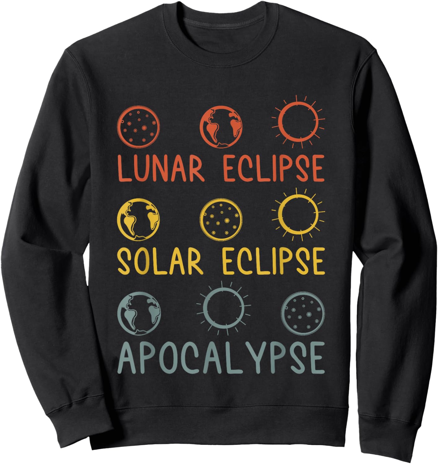 Solar Lunar Eclipse Apocalypse Celestial Event Diagram Sweatshirt - Sweatshirt | Black