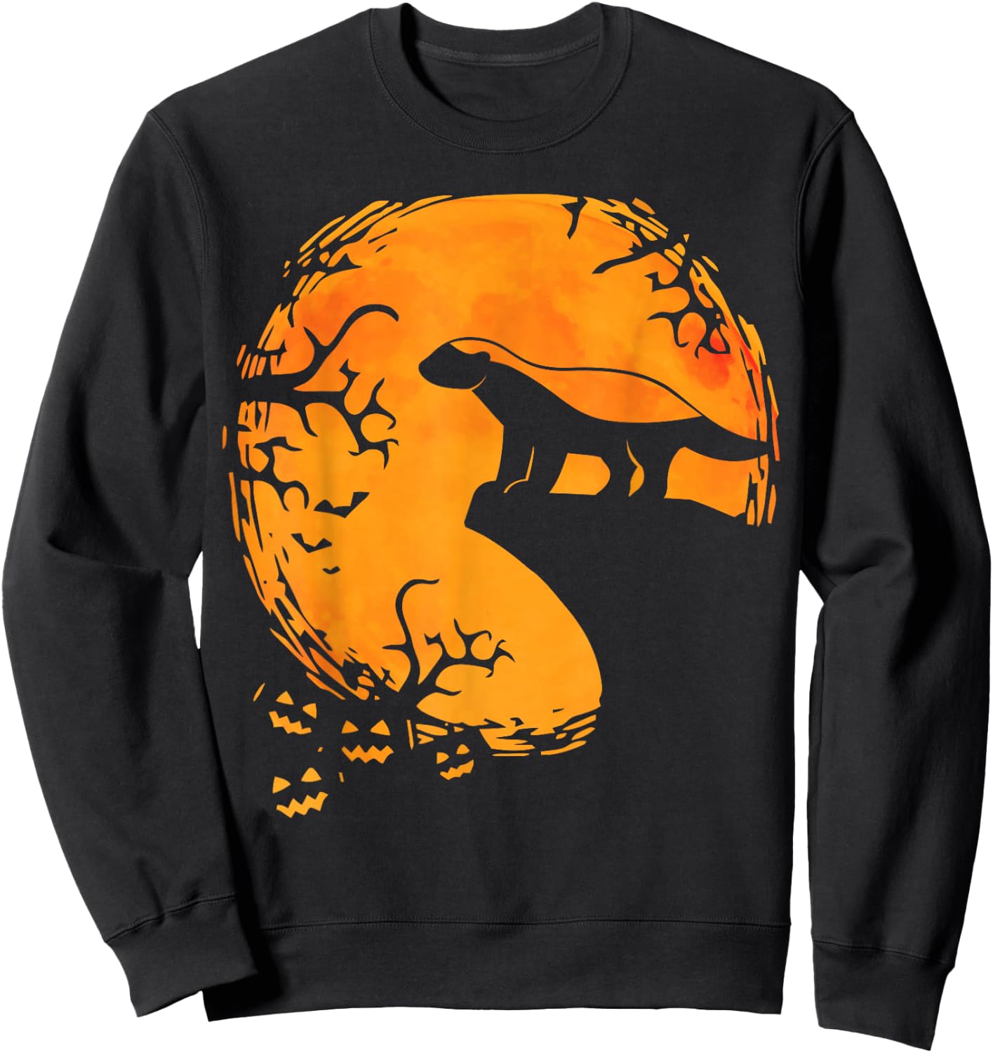 Honey Badger Halloween Moon Silhouette Spooky Honey Badger Sweatshirt - Sweatshirt | Black