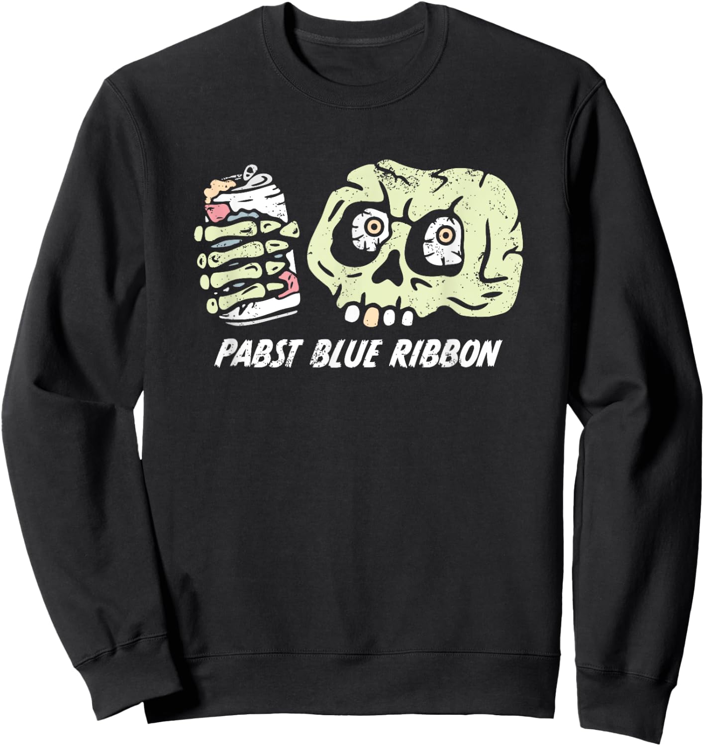Pabst Blue Ribbon | Halloween Skull Can Sweatshirt - Sweatshirt | Black