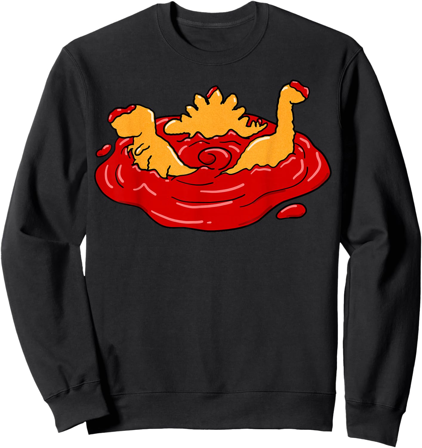 Ketchup Dino Nugget Apocalypse Funny Dinosaur Chicken Nugget Sweatshirt - Sweatshirt | Black