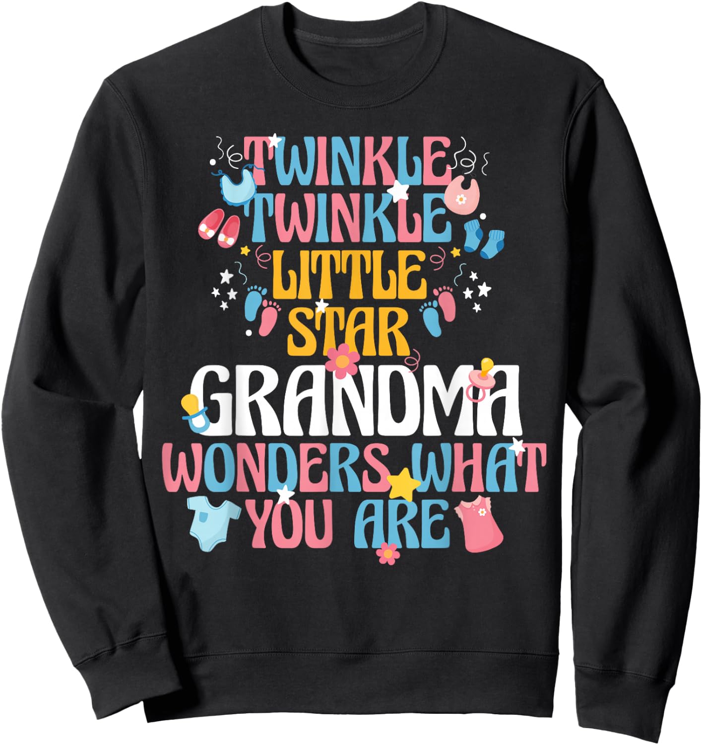Twinkle Twinkle Little Star Gender Reveal For Grandma Sweatshirt - Sweatshirt | Black