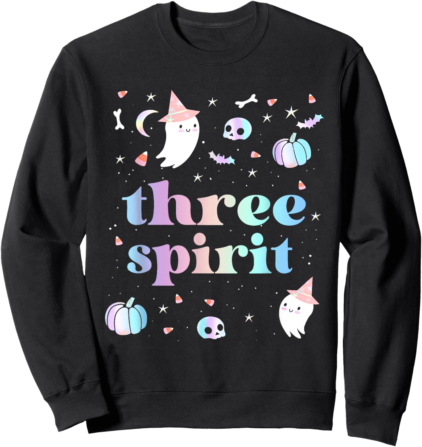 Three Spirit Birthday Girl 3 Year Old Cute Halloween Sweatshirt - Sweatshirt | Black