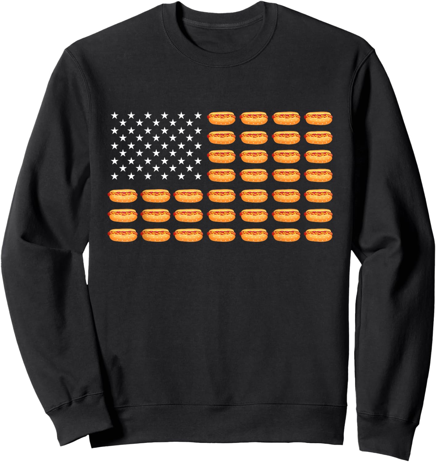 Hot Dog American Flag - Hot Dog Lover Fast Food Wiener Sweatshirt - Sweatshirt | Black