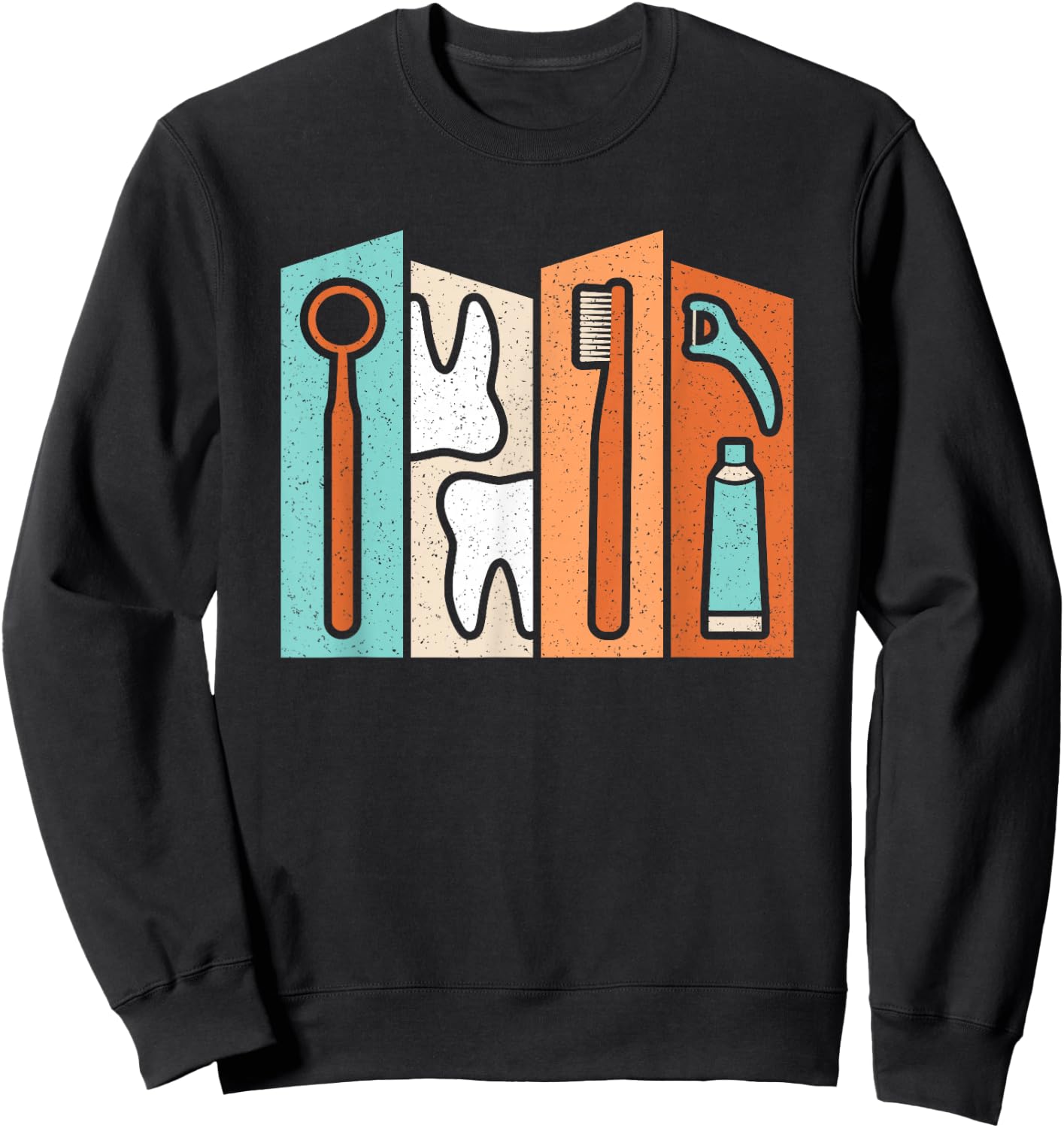 Retro Dentist Instruments Tooth Dental Hygienist Men Women Sweatshirt - Sweatshirt | Black