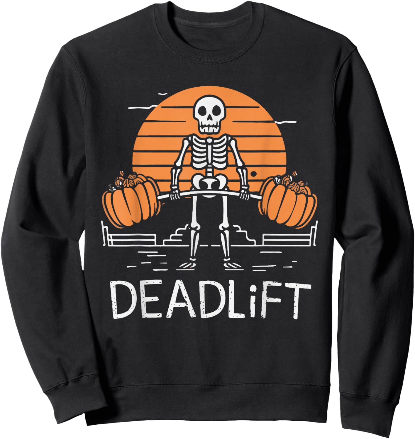 Skeleton Deadlift Spooky Weightlifting Workout Sweatshirt - Sweatshirt | Black