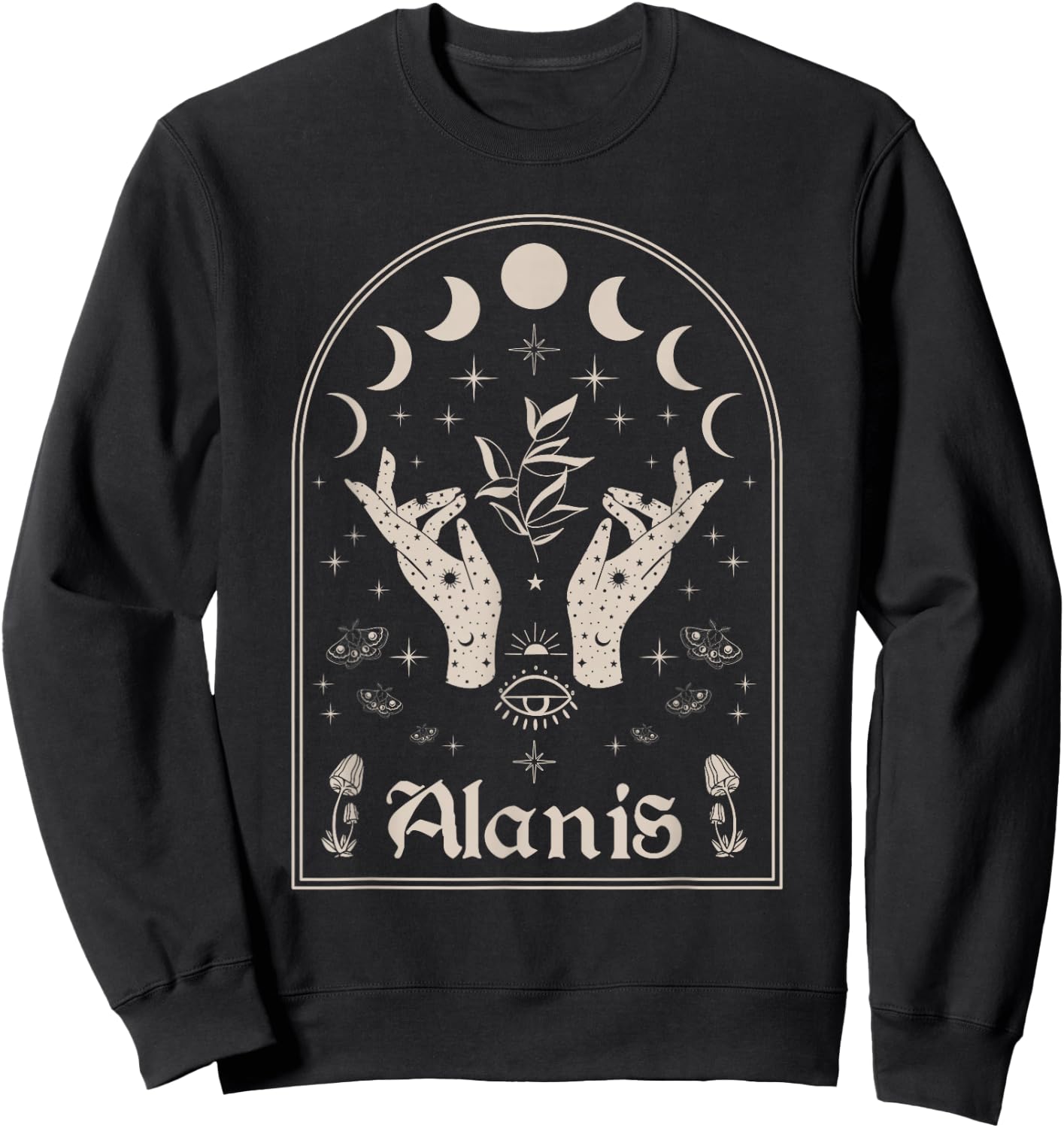 I Love Alanis Personalized Retro Moon First Name Sweatshirt - Sweatshirt | Black