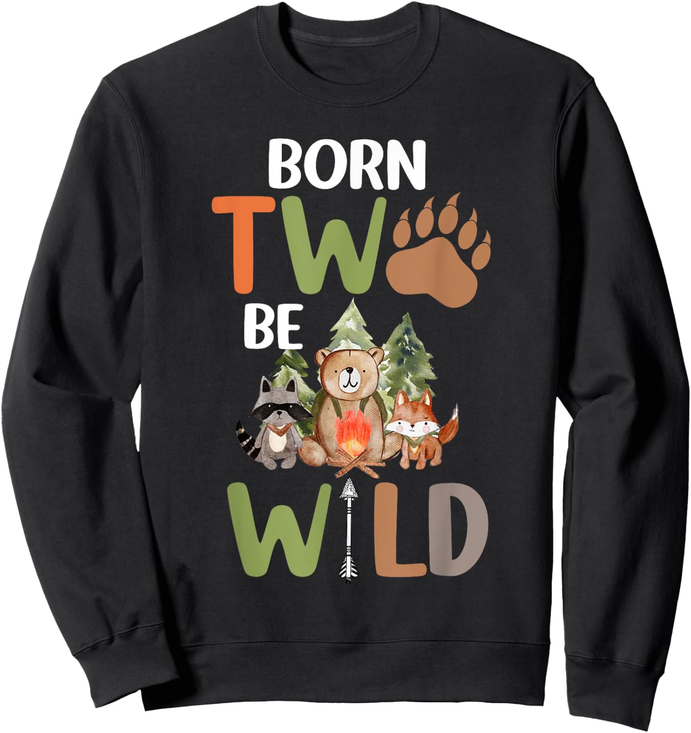 Born 2 Be Wild Birthday Decorations Boy 2nd Birthday Camping Sweatshirt - Sweatshirt | Black