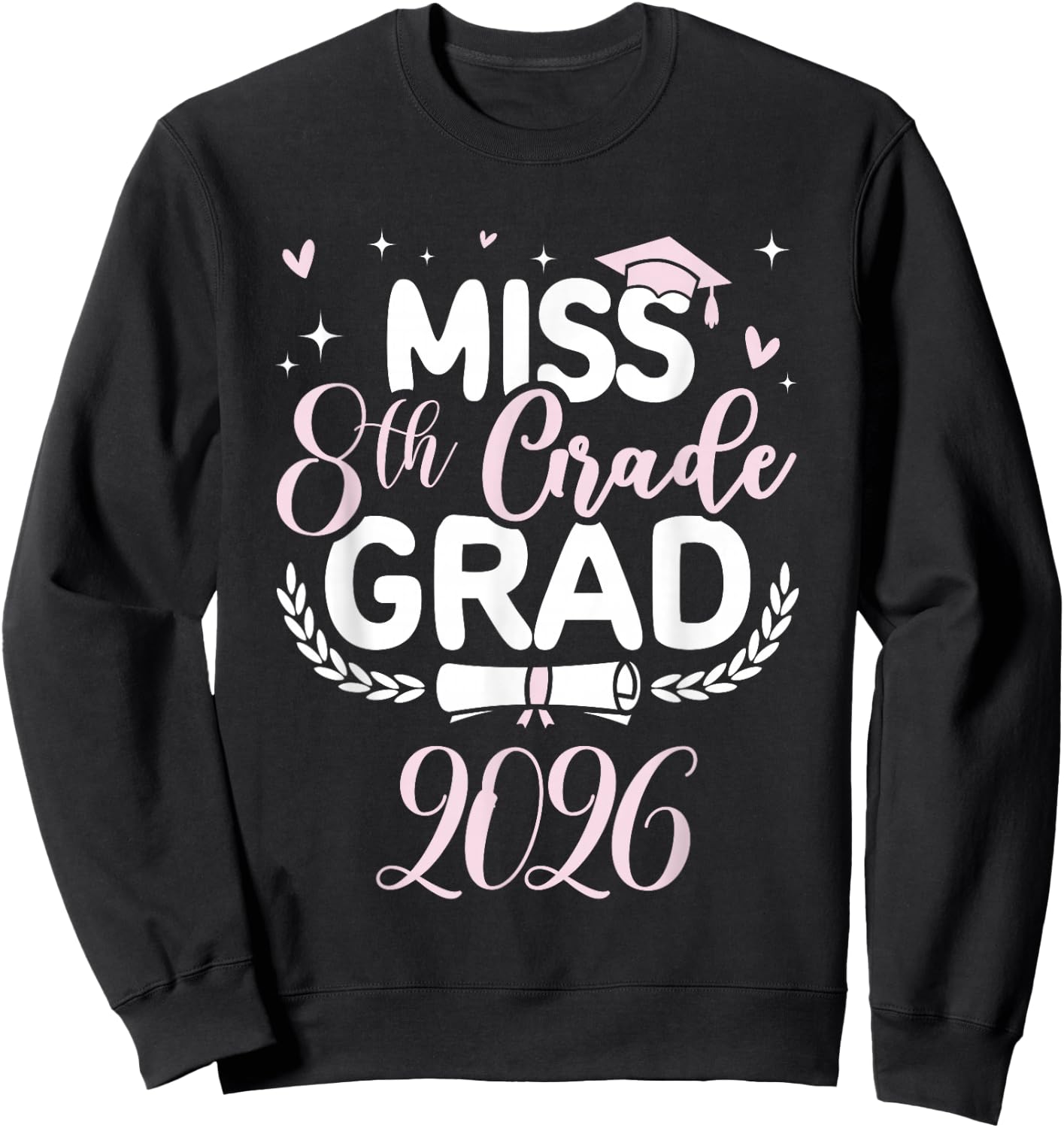Eighth 8th Grade Grad 2026 Coquette Middle School Graduate Sweatshirt - Sweatshirt | Black