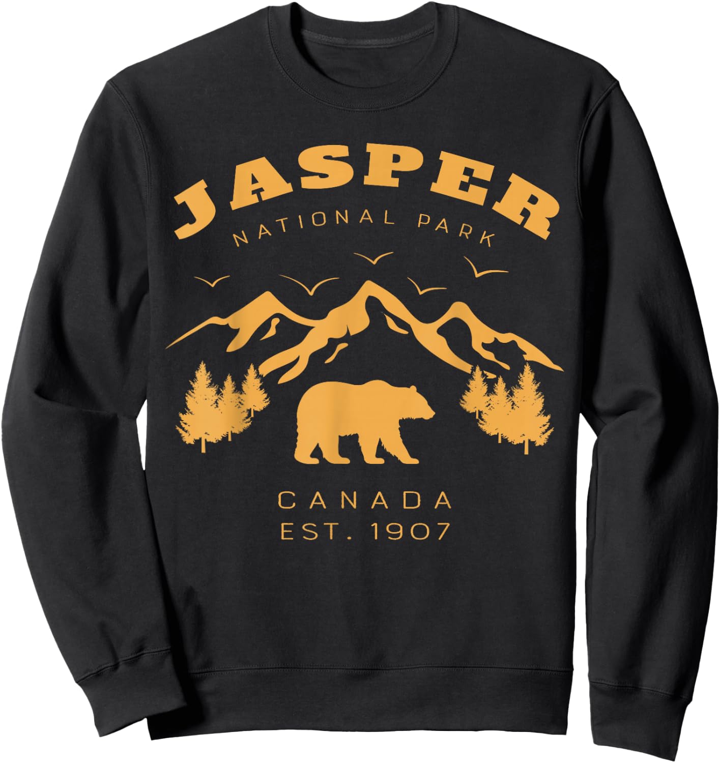 Retro Vintage Jasper National Park for kids Hiking Camping Sweatshirt - Sweatshirt | Black