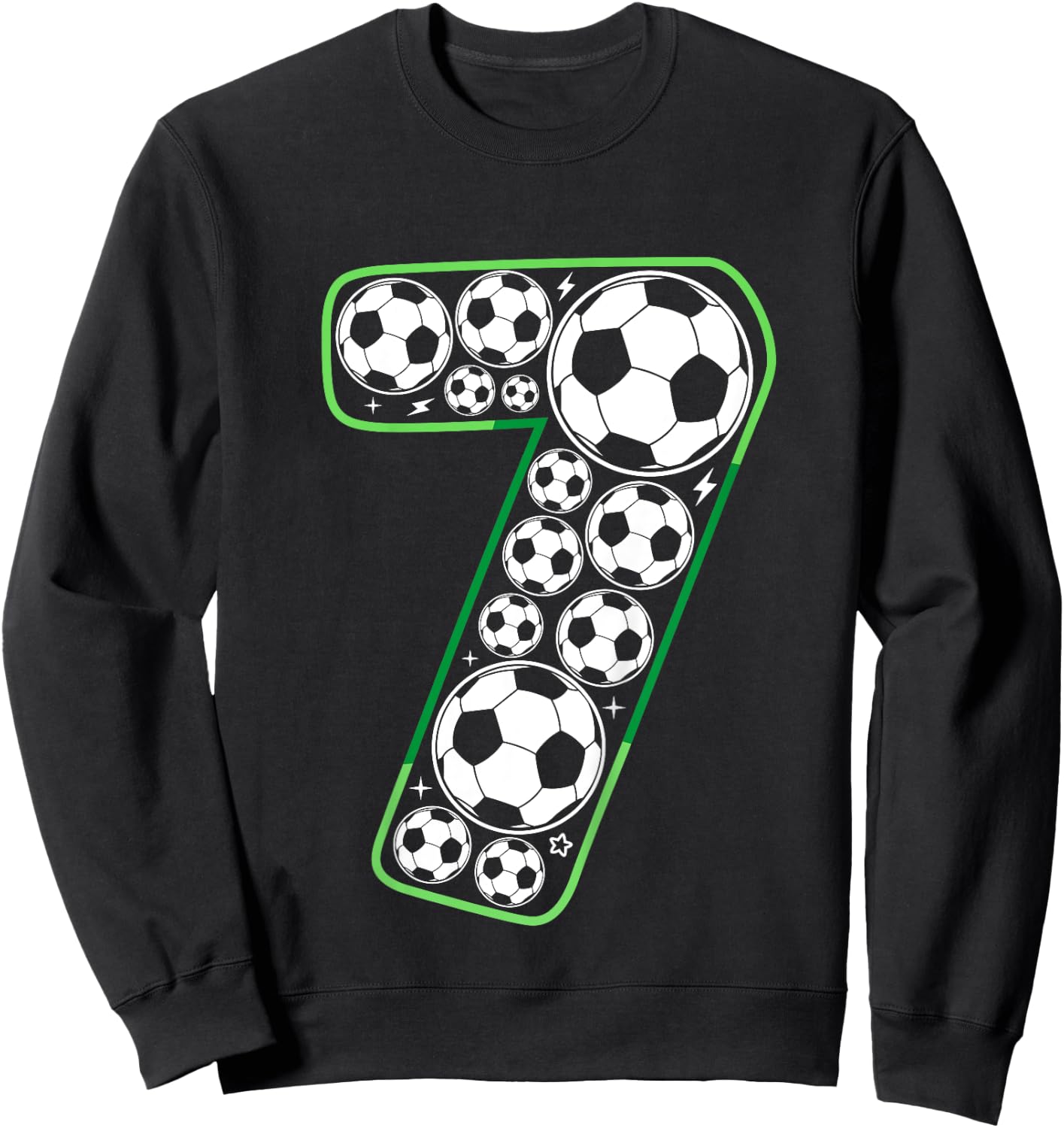 Kids Soccer 7th Birthday Seven 7 Year Old Boy Present 7 Yr Old Sweatshirt - Sweatshirt | Black