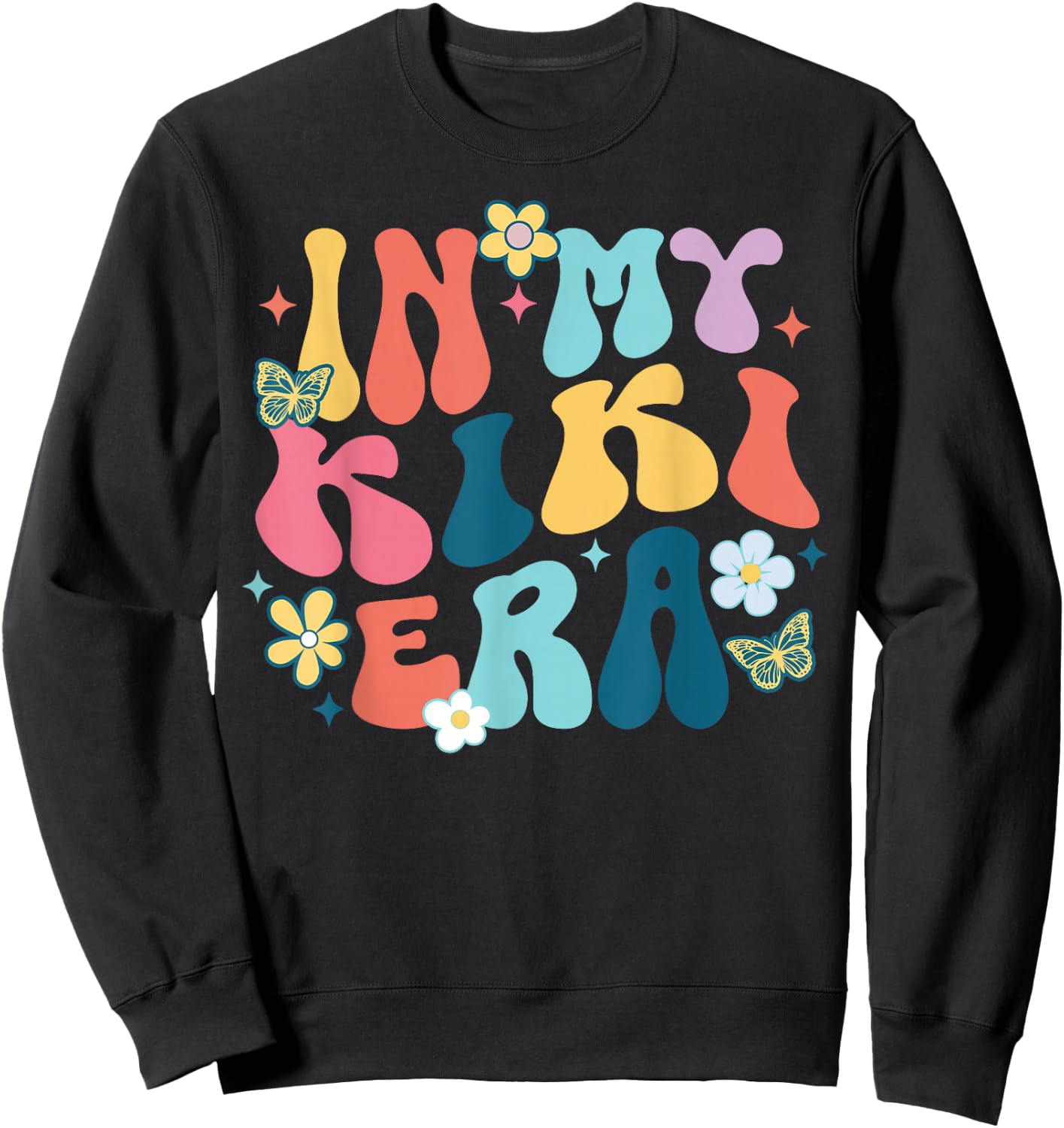 Retro Groovy In My Kiki Era Happy Mother's Day Sweatshirt - Sweatshirt | Black