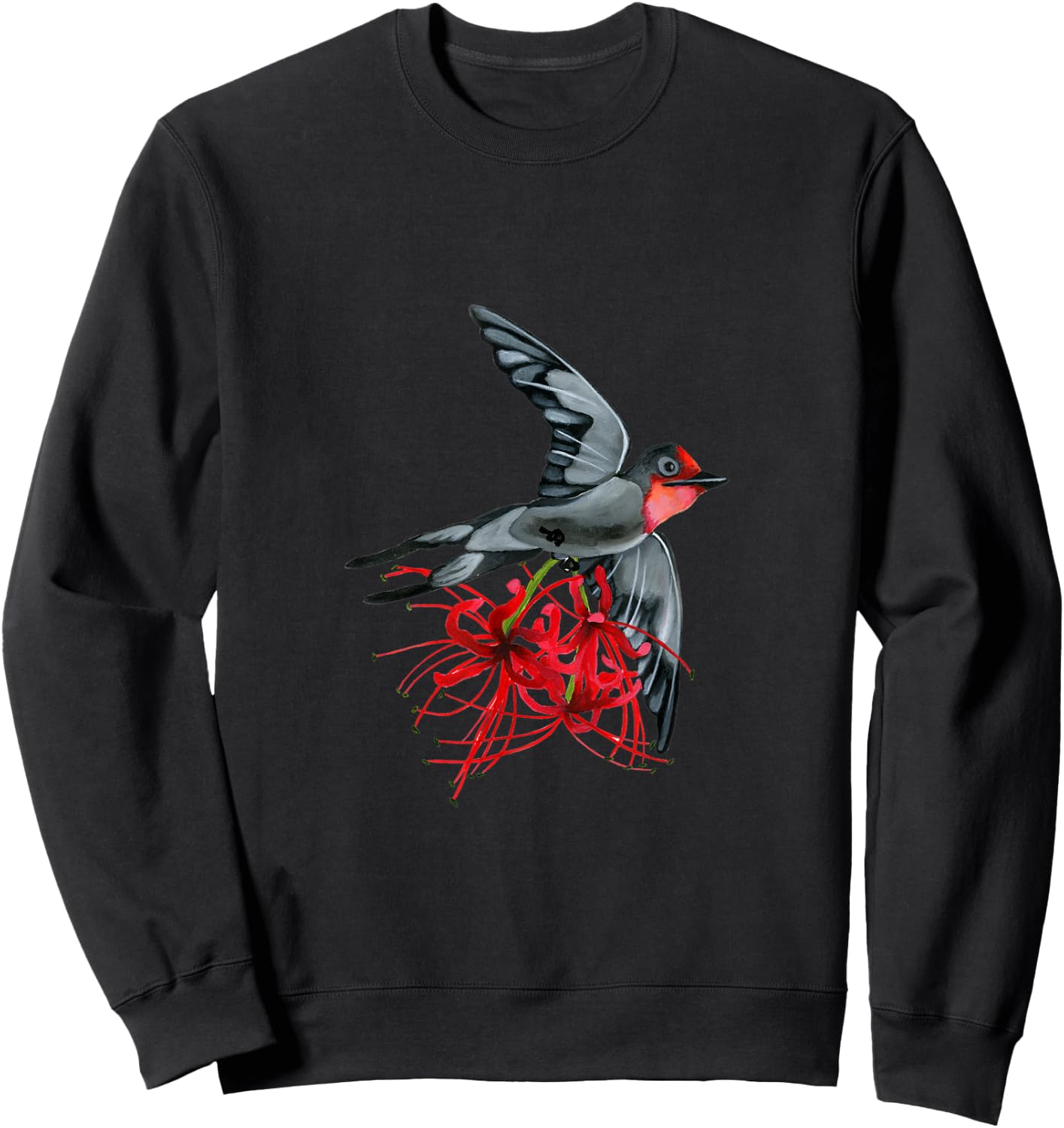 Swallowtail in flight with red spider lilies bird wings air Sweatshirt - Sweatshirt | Black