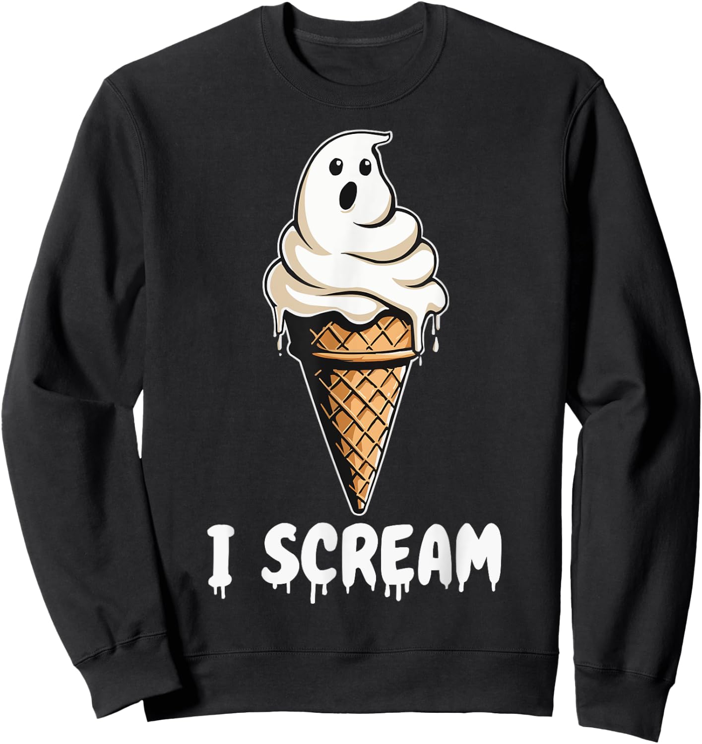 Funny Cute Ice Cream Ghost I Scream Halloween Party Costume Sweatshirt - Sweatshirt | Black