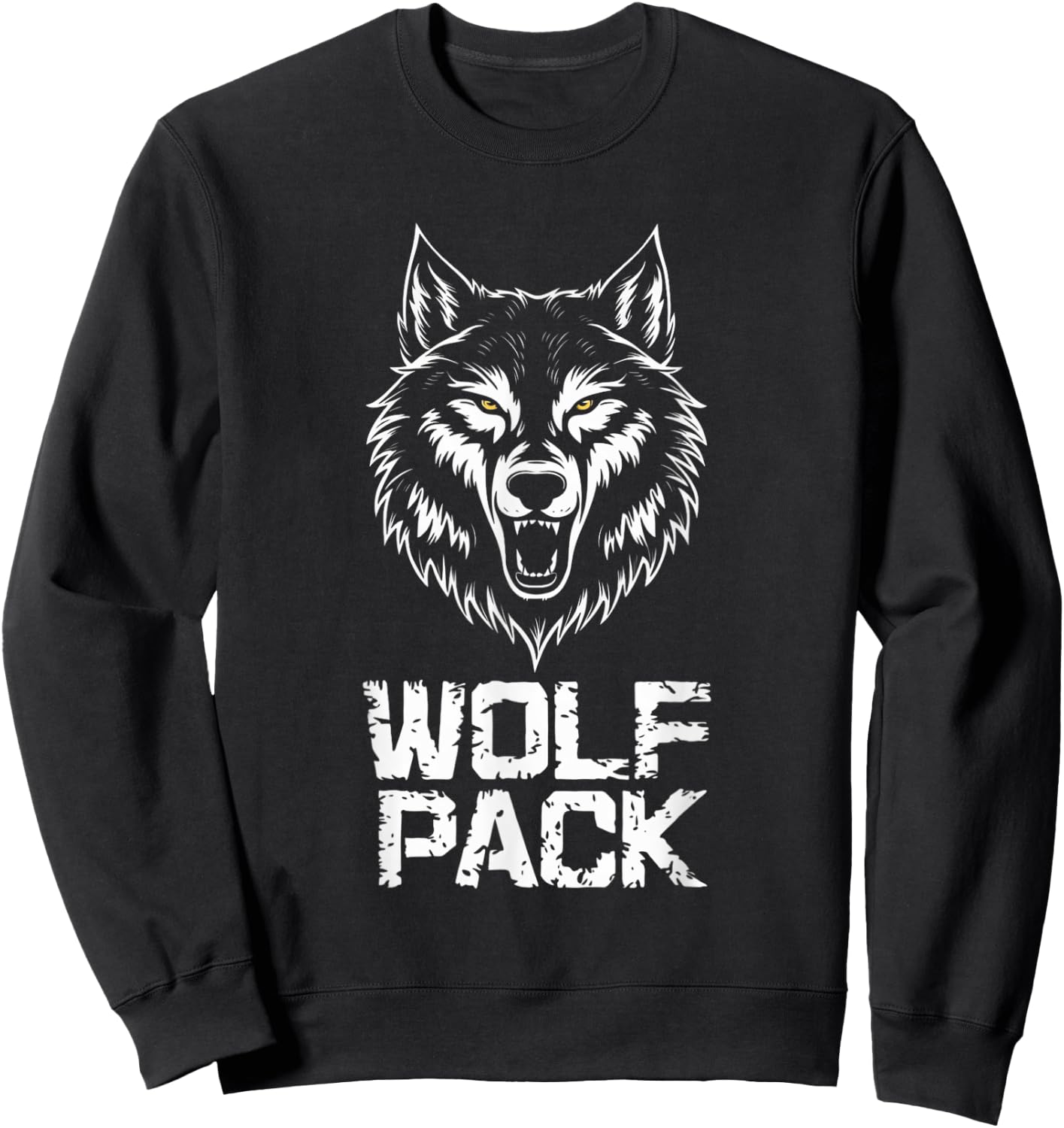 Intimidating Wolf Pack Design Sweatshirt - Sweatshirt | Black