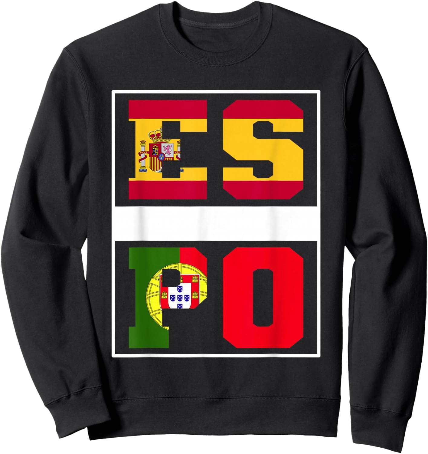 Half Portuguese half Spanish Mixed Heritage Portugal Spain Sweatshirt - Sweatshirt | Black