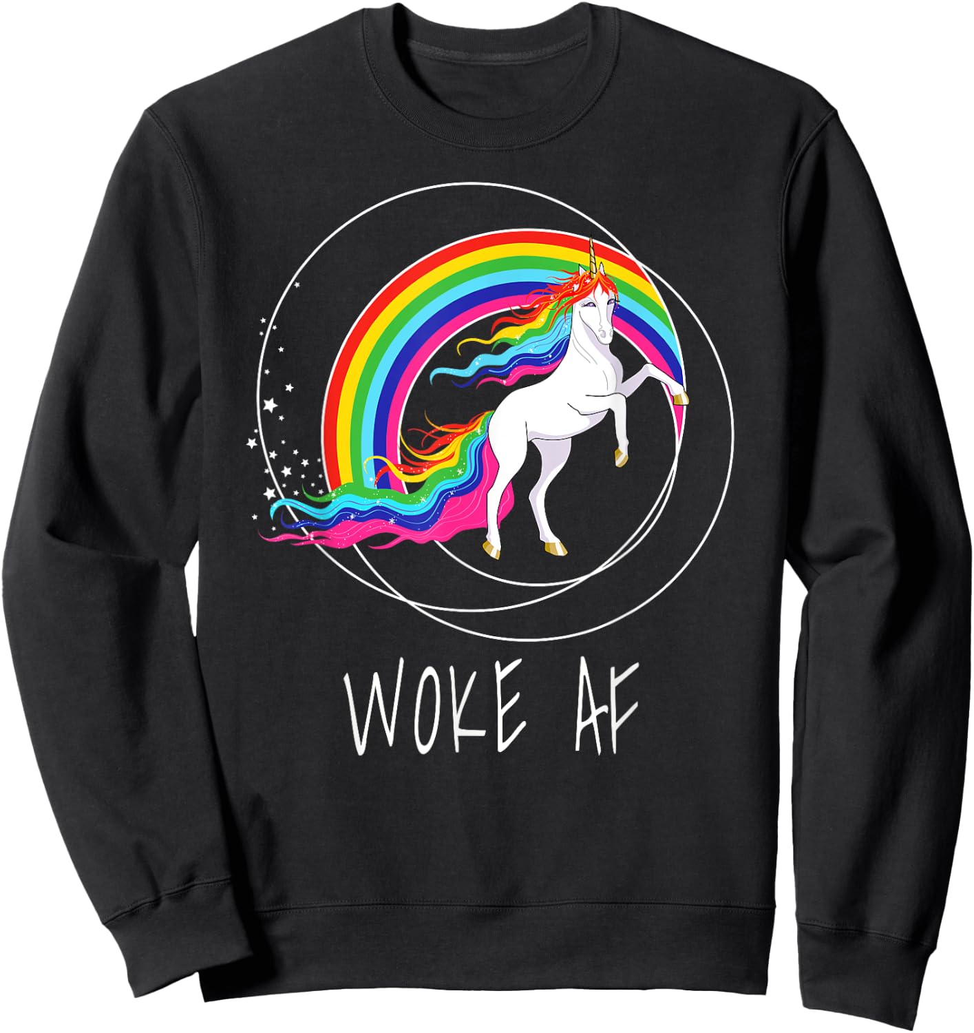 Woke AF Unicorn Spiritual Political Activist Sweatshirt - Sweatshirt | Black