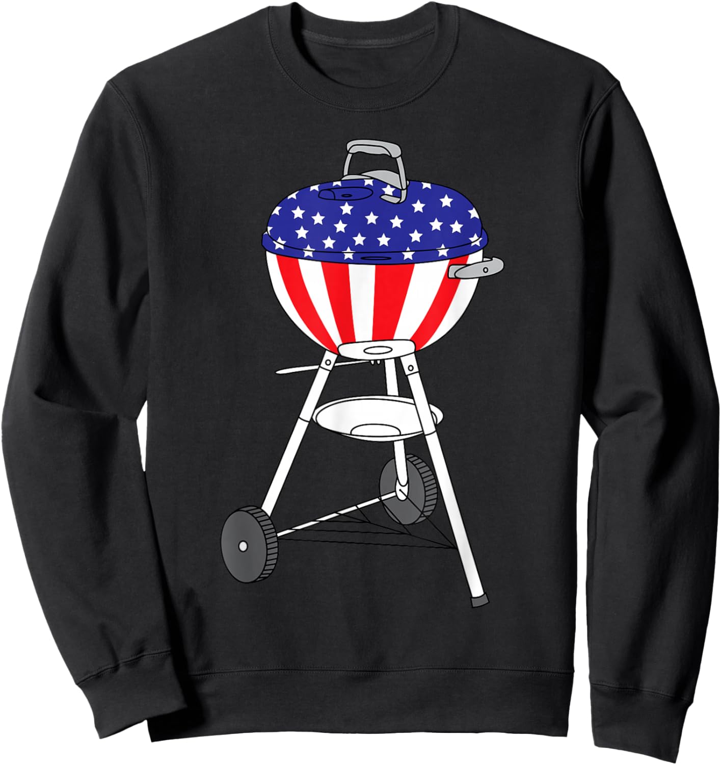 USA Charcoal Kettle Grill Shirt | July 4th Grill Gift Sweatshirt - Sweatshirt | Black