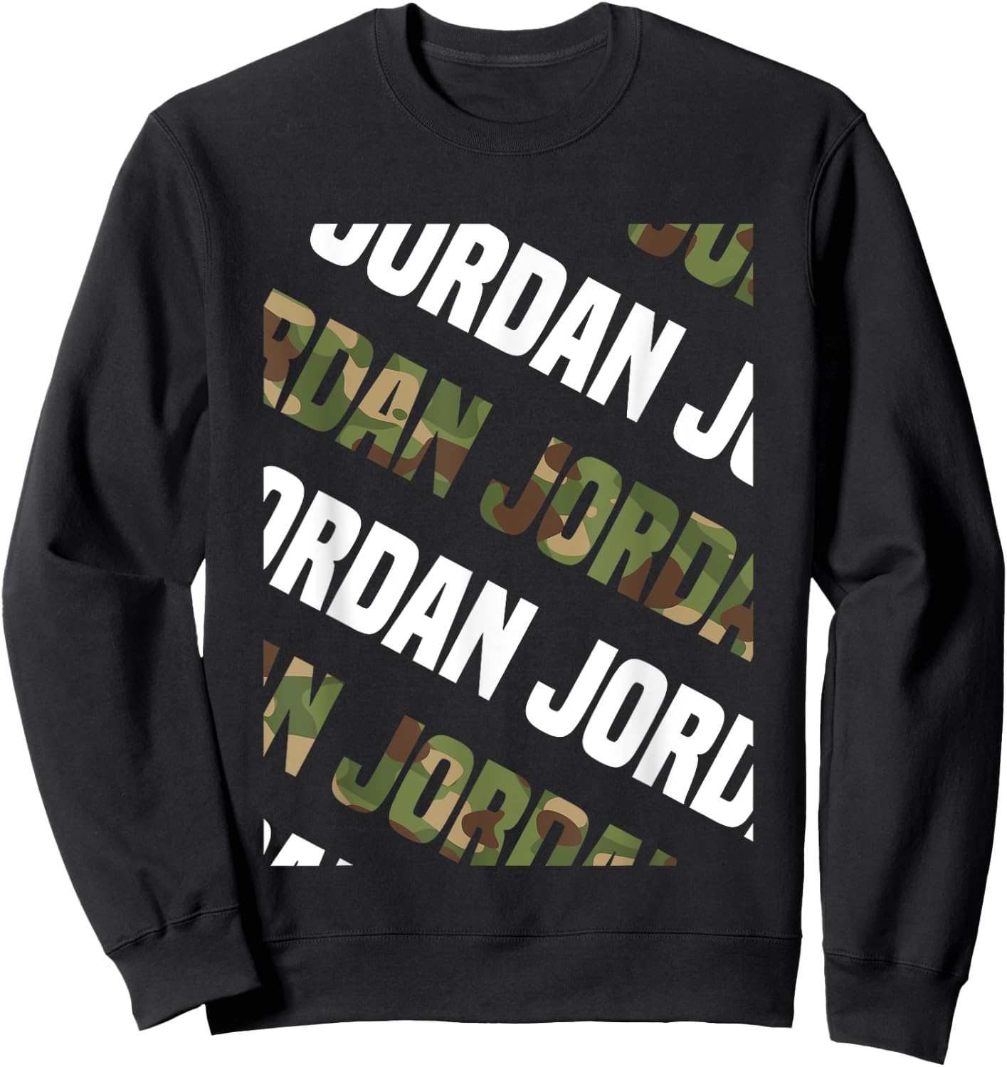Diagonal Jordan Pattern Design Gift Green Camouflage Print Sweatshirt - Sweatshirt | Black
