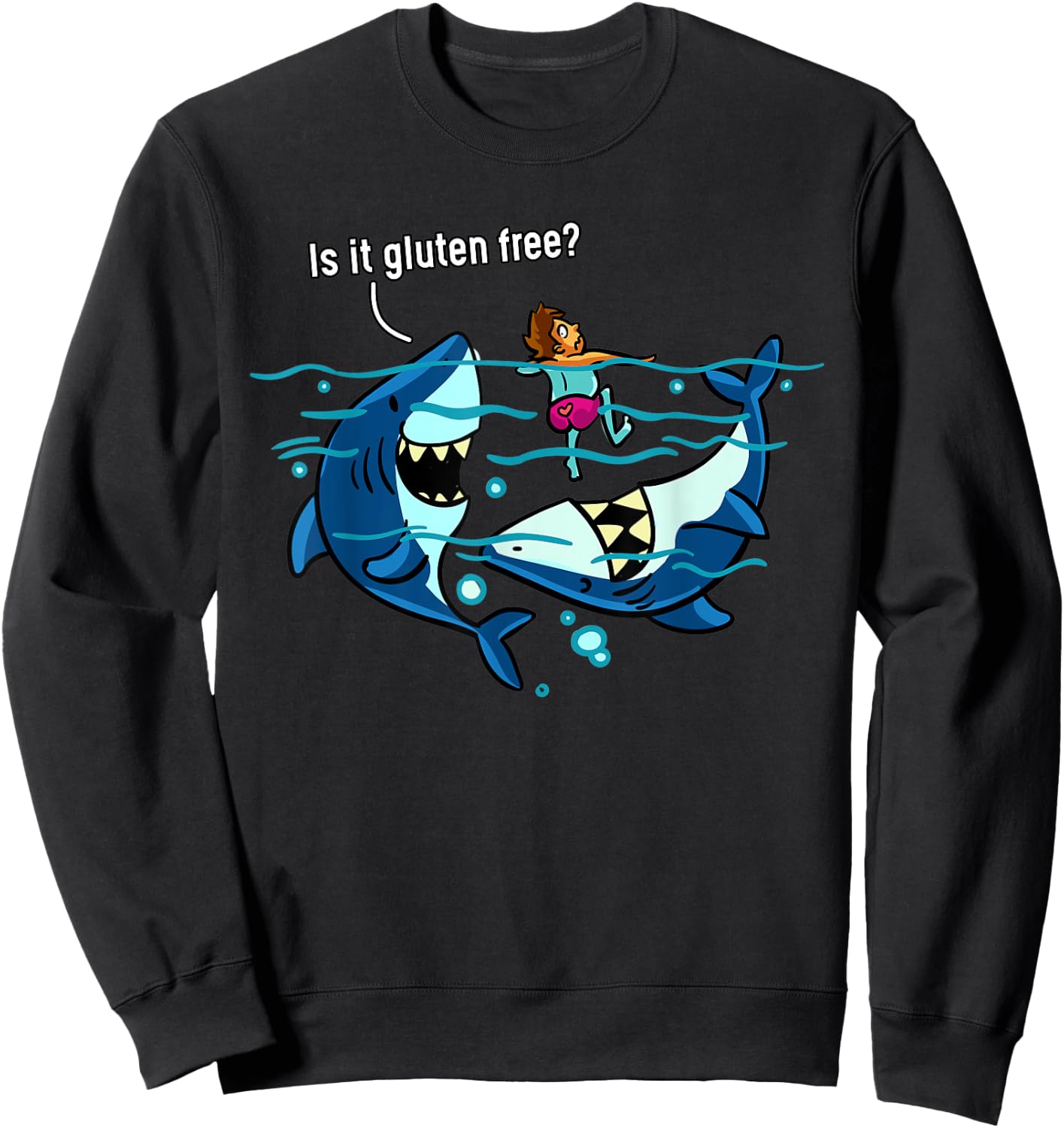Gluten Free Shark Gift Celiac Disease Sweatshirt - Sweatshirt | Black