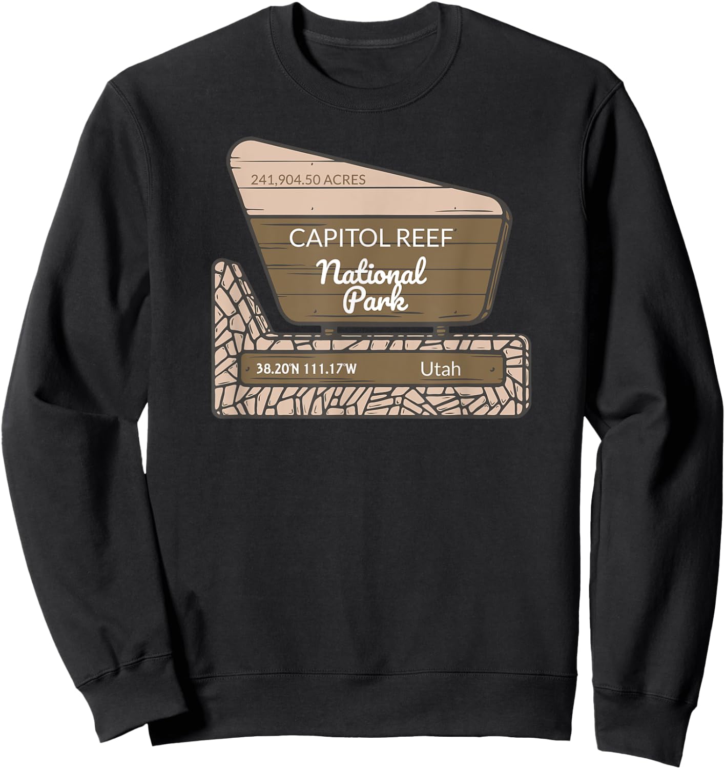 Capitol Reef National Park Utah Park Entrance Sign Sweatshirt - Sweatshirt | Black