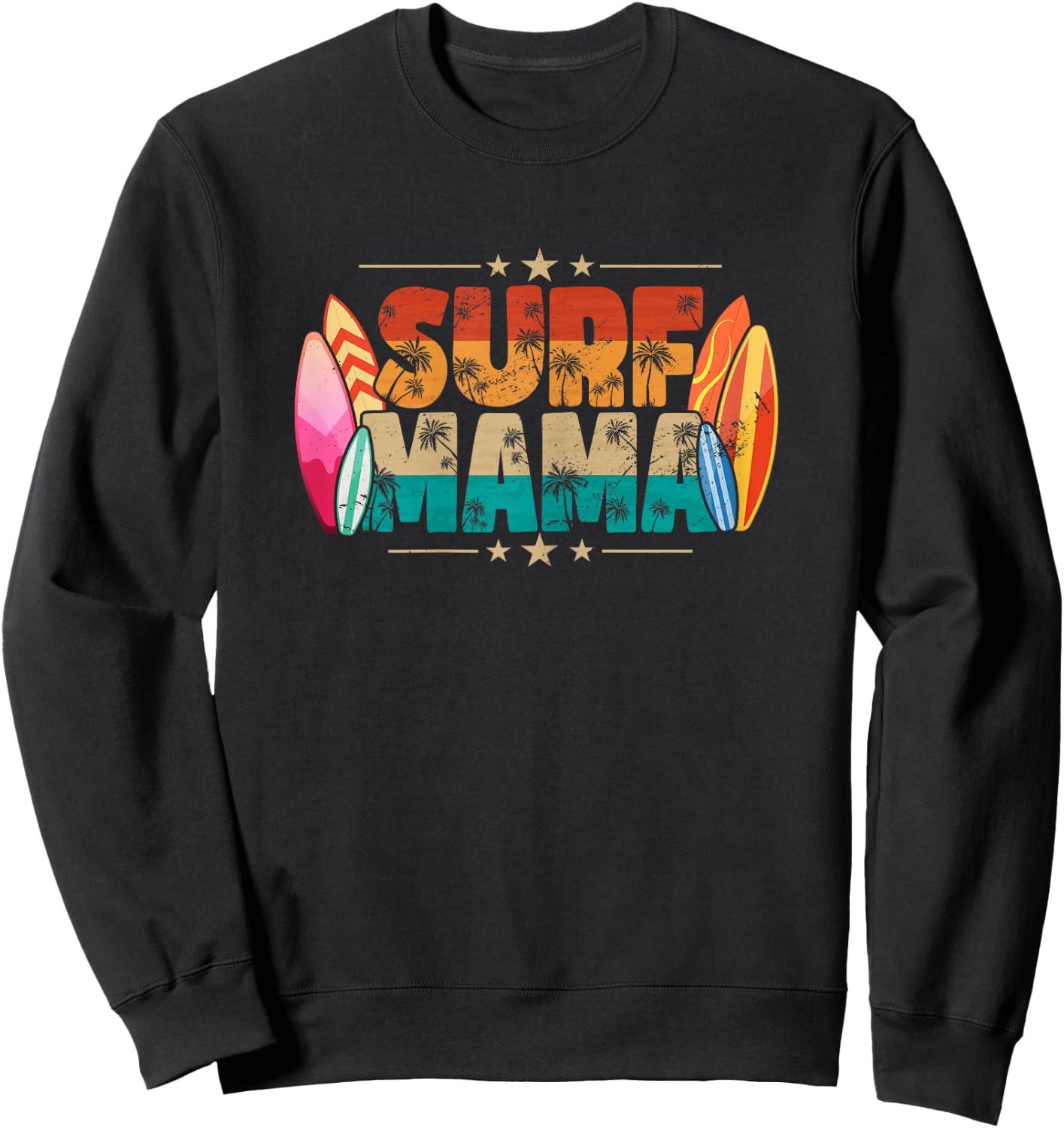 Surf Mama Surfer Mommy Mom Summer Beach Vibes Surfing Sweatshirt - Sweatshirt | Black