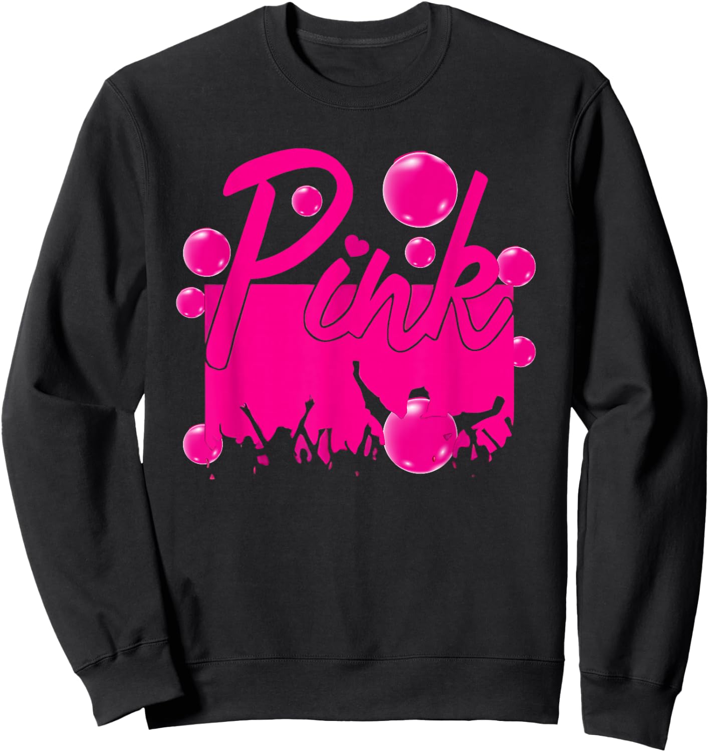 Retro Pink Personalized Name Pink Women Kids Meme Sweatshirt - Sweatshirt | Black