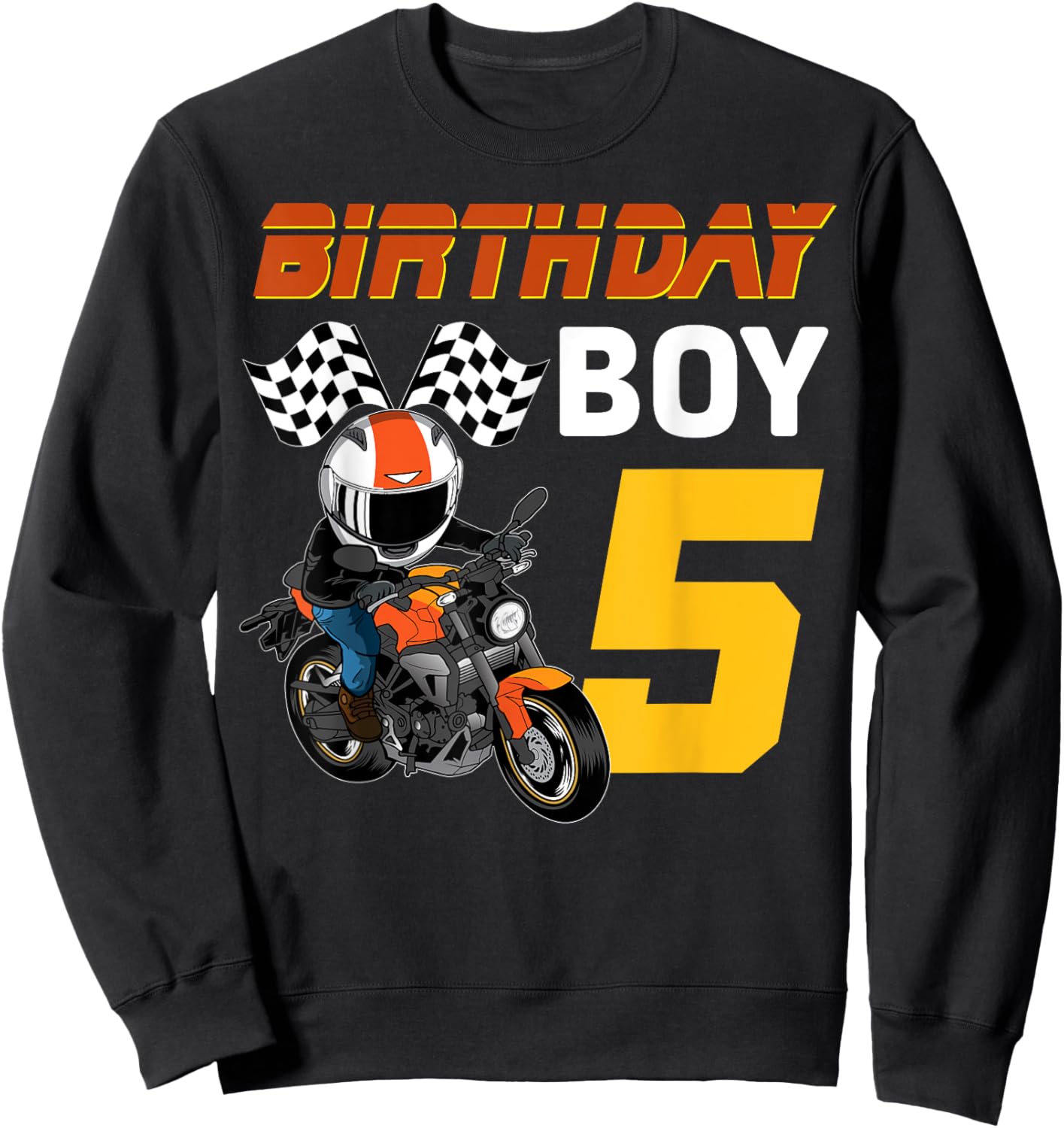 Birthday Boy 5 Motorcycle 5th Bday Party 5 Years Old Sweatshirt - Sweatshirt | Black