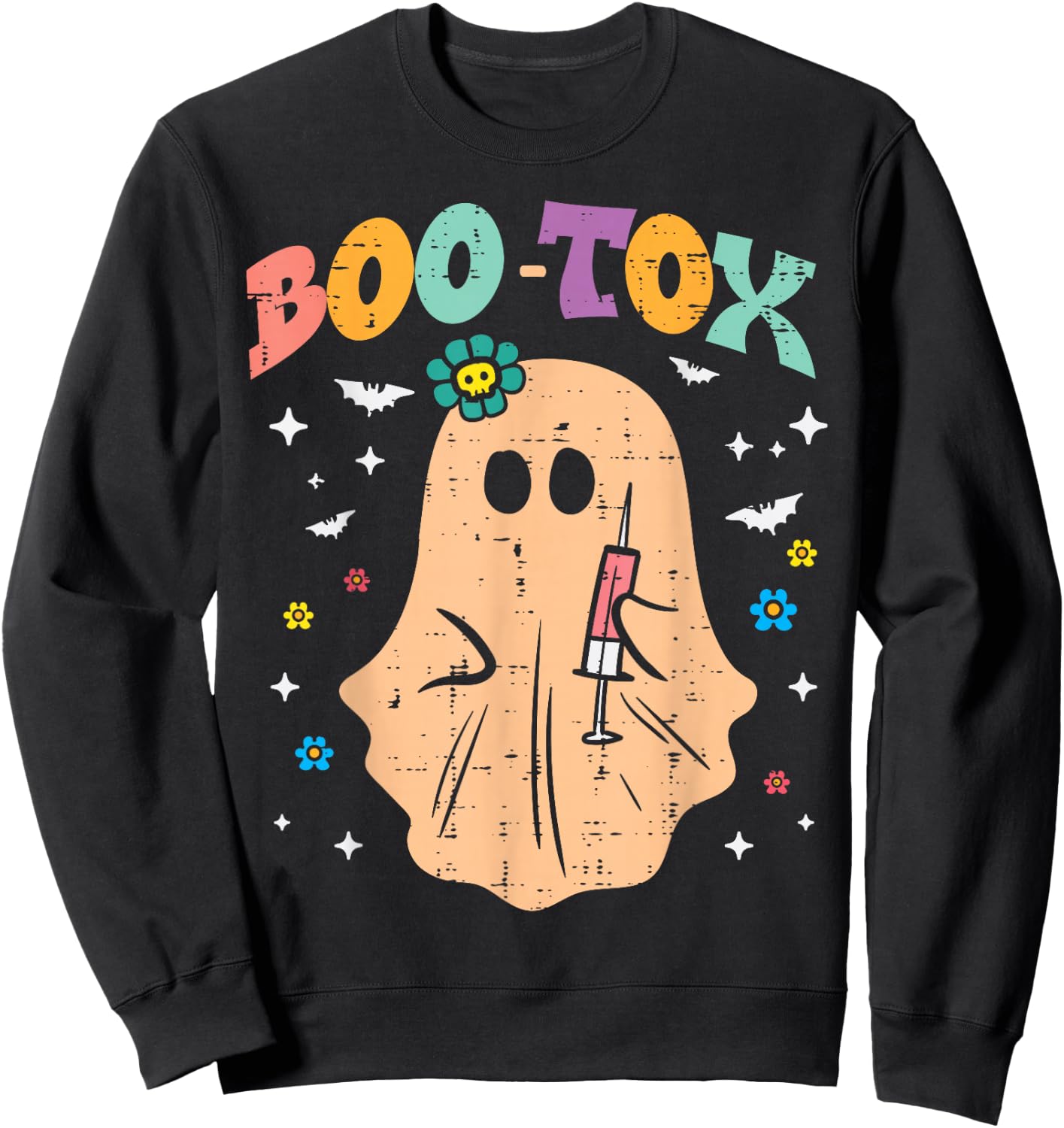 Halloween Botox Ghost Boo Tox Retro Costume Groovy Women Sweatshirt - Sweatshirt | Black