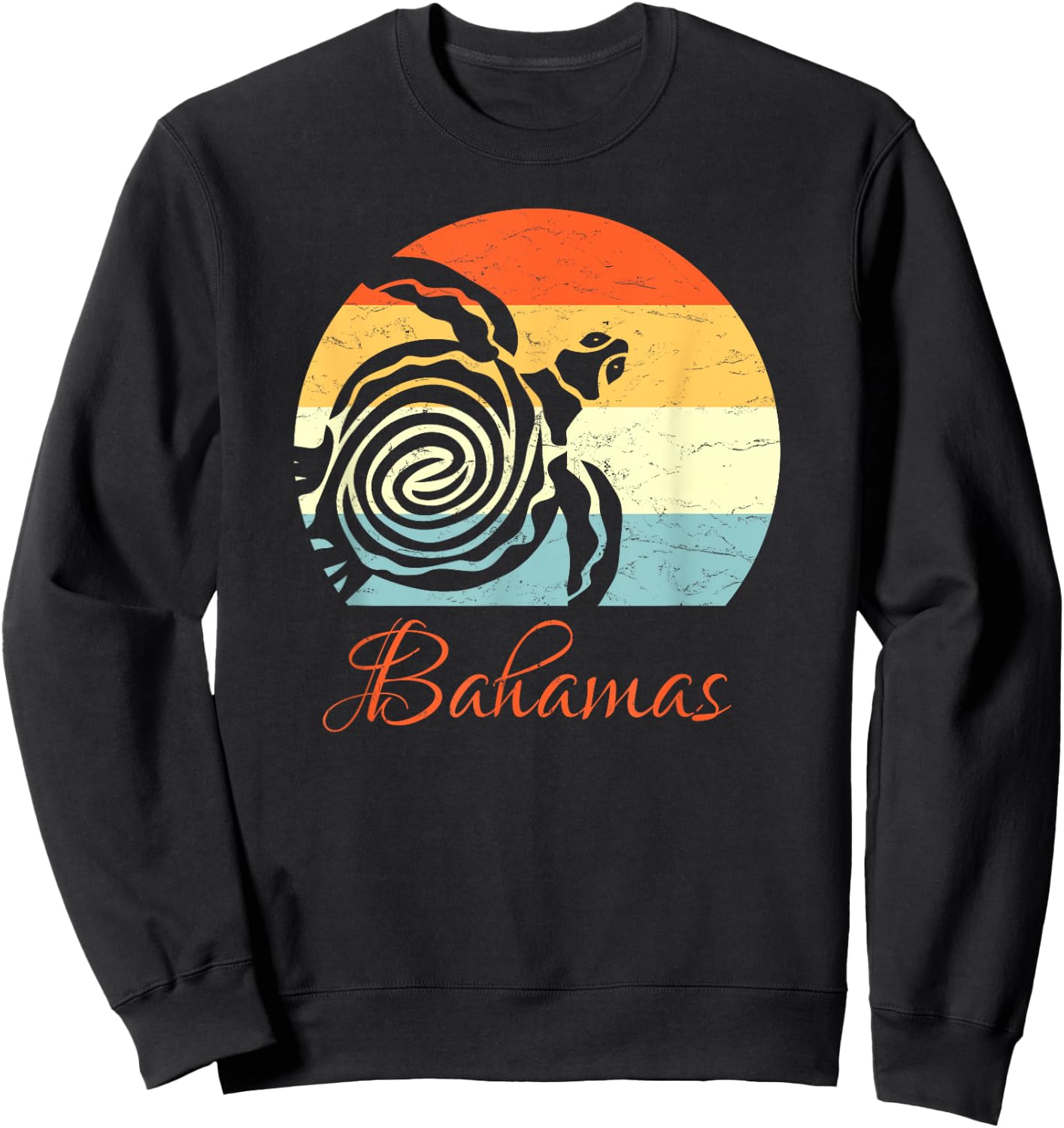 Bahamas Vintage Retro Throwback Sea Turtle Vacation Sweatshirt - Sweatshirt | Black