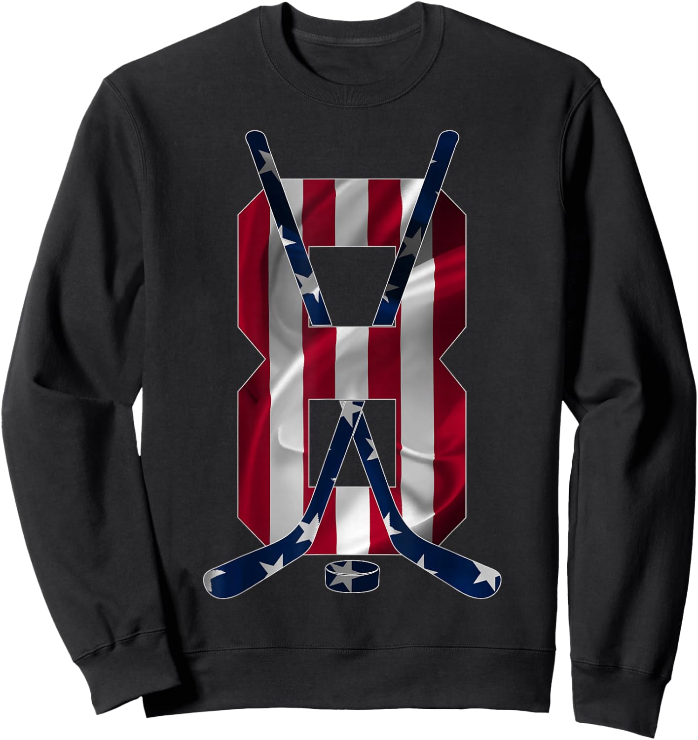 Number 8 Years Ice Hockey 8th Birthday Sweatshirt - Sweatshirt | Black