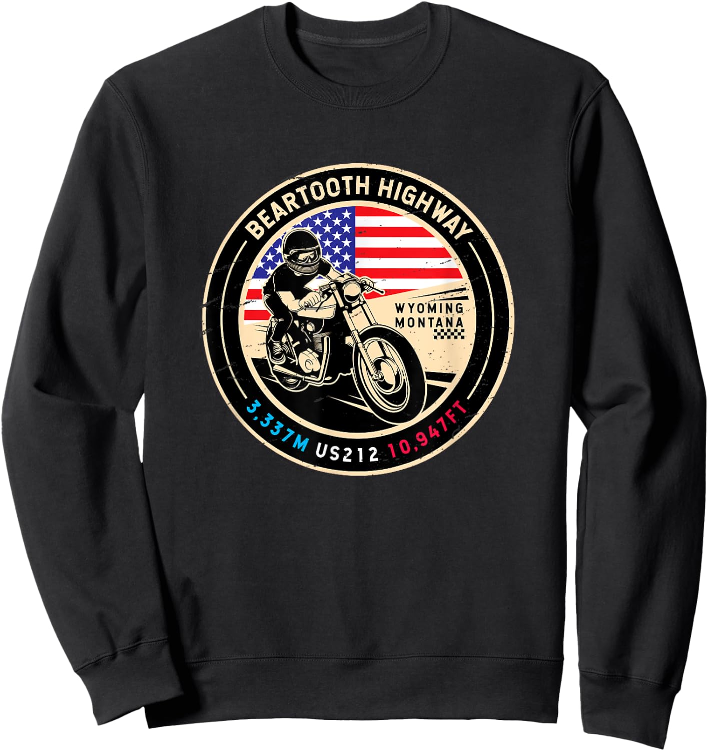 Beartooth Highway US Highway National Scenic Byway 212 Retro Sweatshirt - Sweatshirt | Black