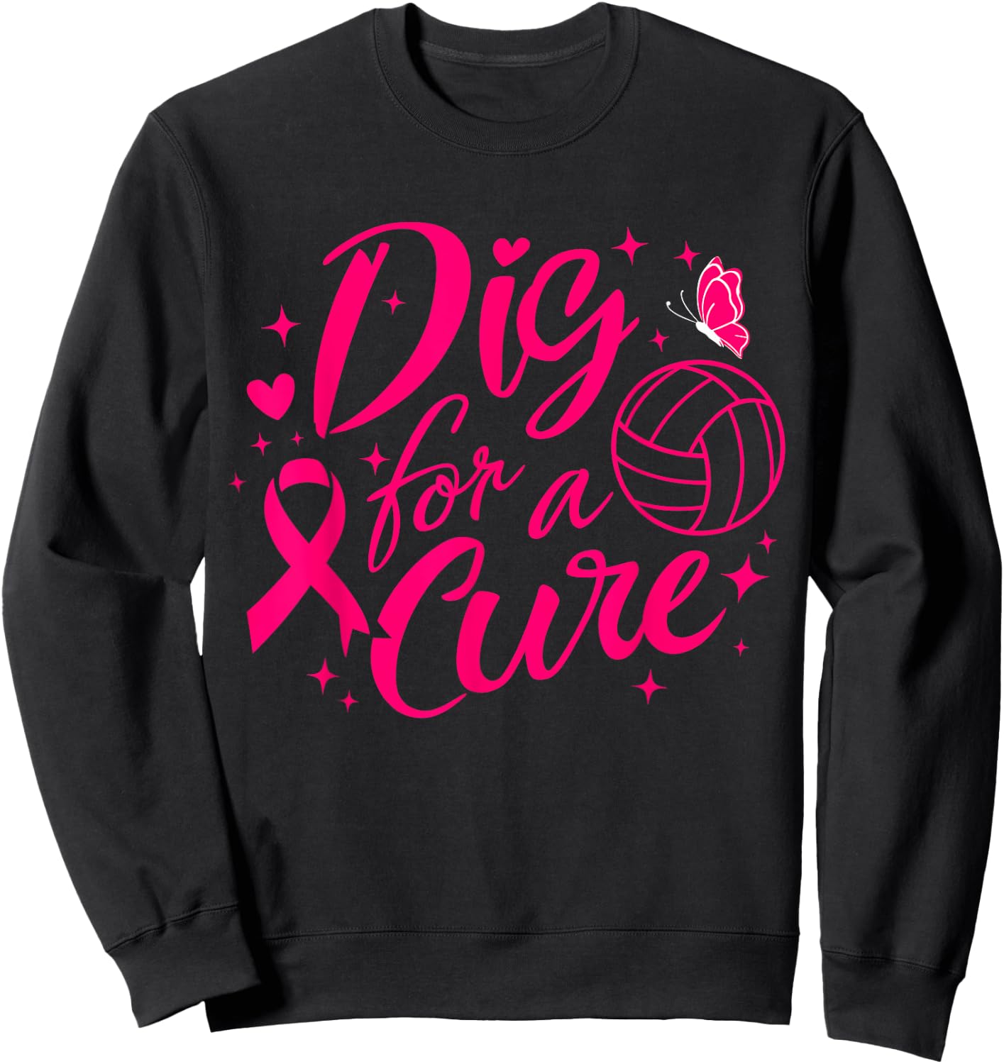 Dig For A Cure Breast Cancer Awareness Volleyball Pink Sweatshirt - Sweatshirt | Black