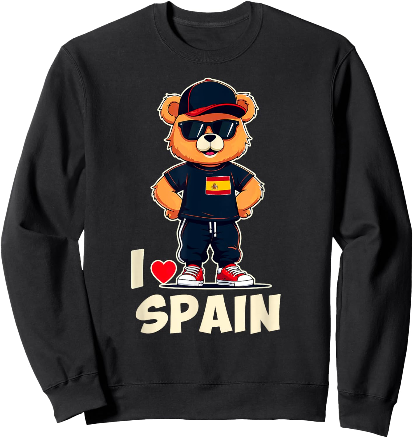 Spanish Flag Teddy Bear I Love Spain Sweatshirt - Sweatshirt | Black