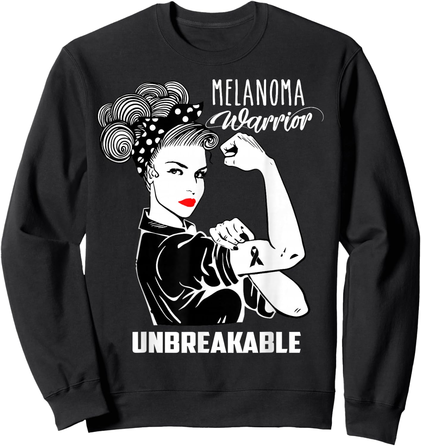 Melanoma Warrior Unbreakable Shirt Melanoma Awareness Gift Sweatshirt - Sweatshirt | Black