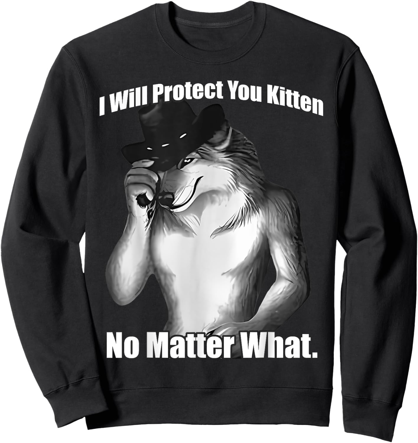 I'll Protect You Kitten No Matter What Wolf Men And Women Sweatshirt - Sweatshirt | Black