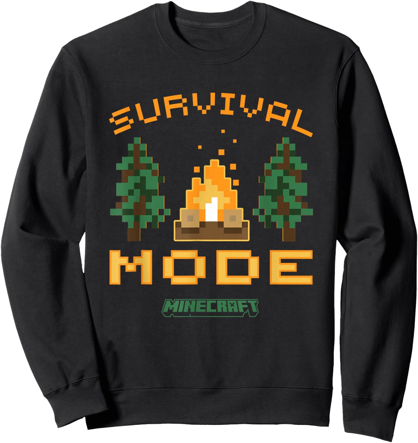 Minecraft Survival Mode Campfire in The Woods Sweatshirt - Sweatshirt | Black
