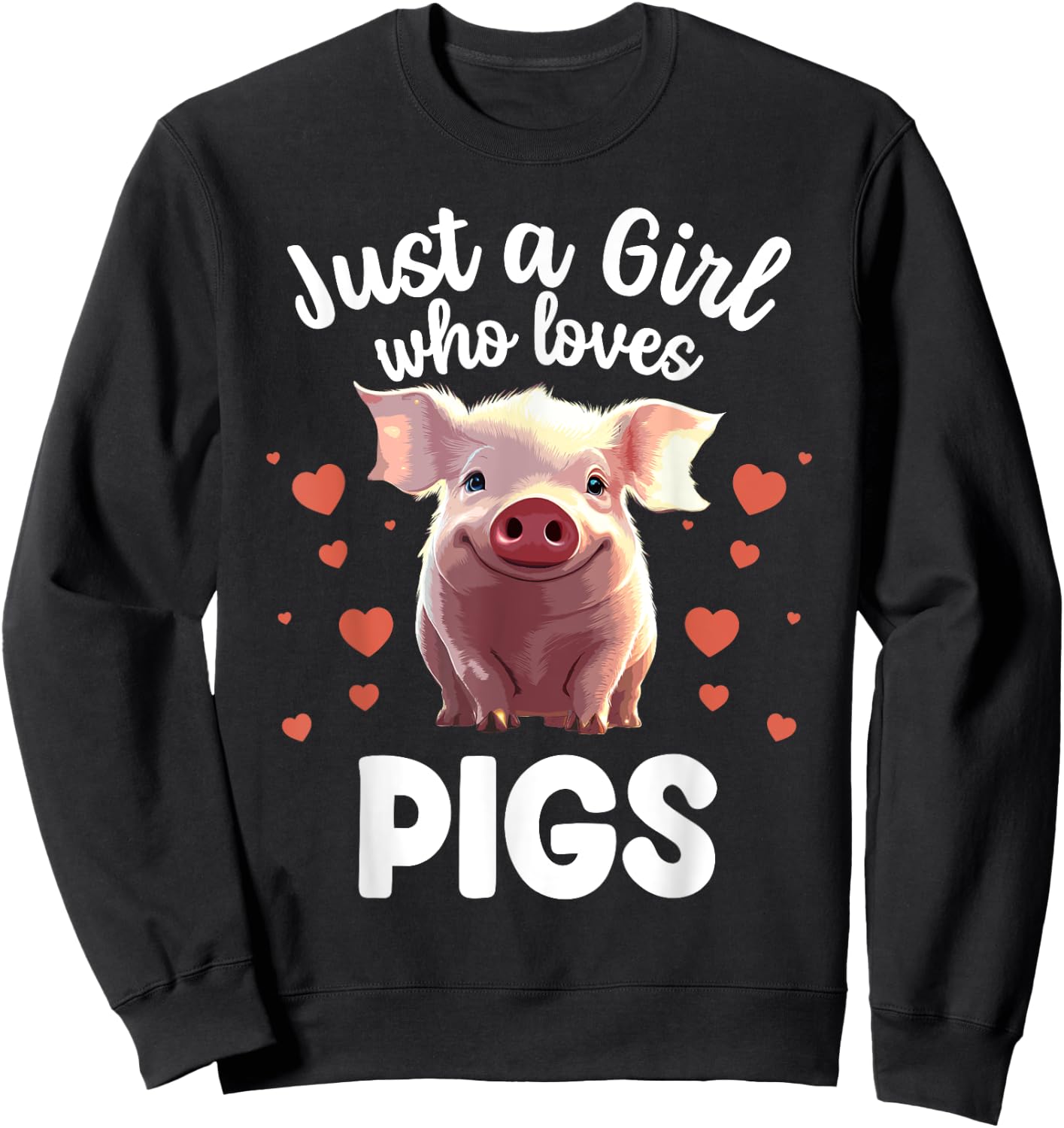 Funny Pig Lover Design Girls Farm Animal Piggy Pig Sweatshirt - Sweatshirt | Black