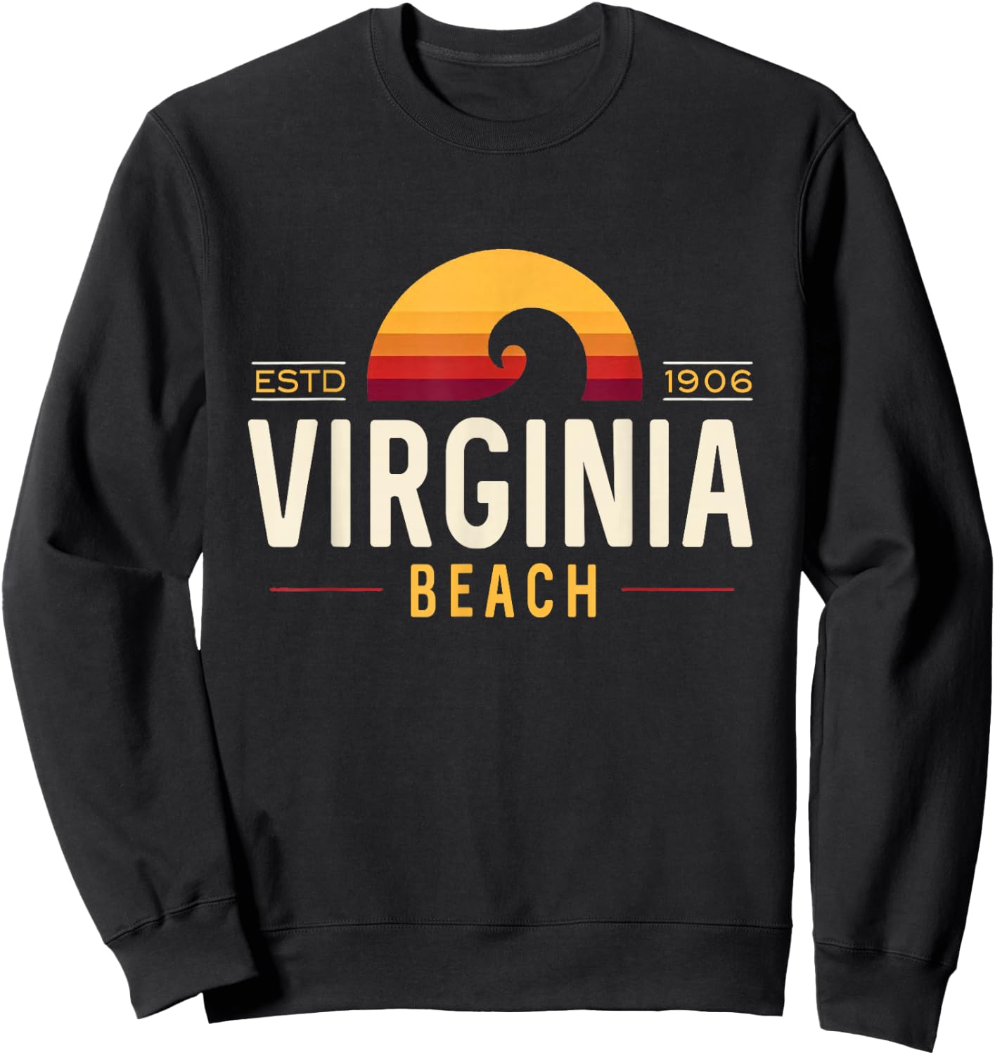 Virginia Beach Virginia | Virginia Beach Retro Wave Logo Sweatshirt - Sweatshirt | Black