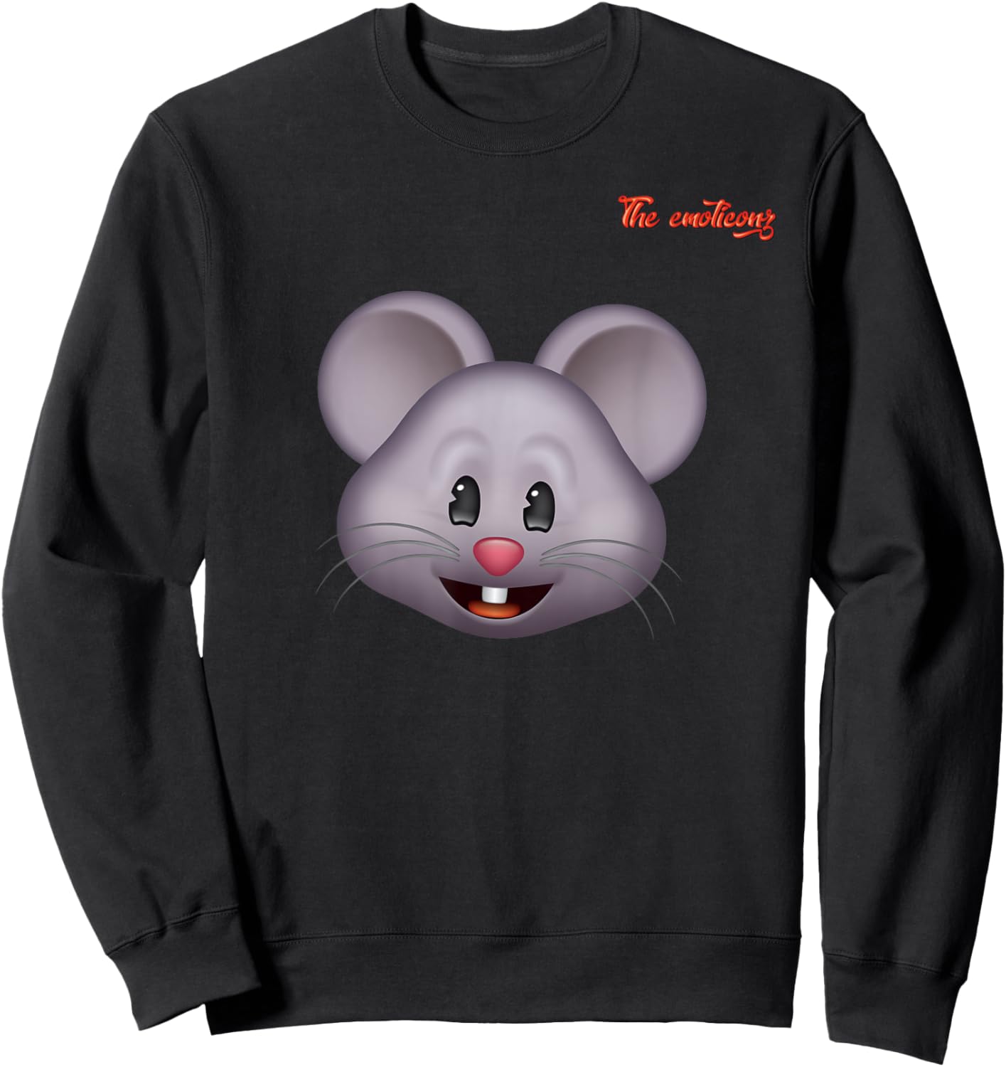 Emoji Happy Enthusiastic Mouse Face Sweatshirt - Sweatshirt | Black
