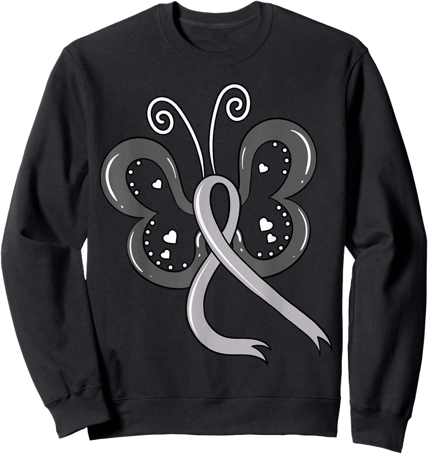 Parkinsons Butterfly Gray Ribbon Degenerative Disorder Moths Sweatshirt - Sweatshirt | Black