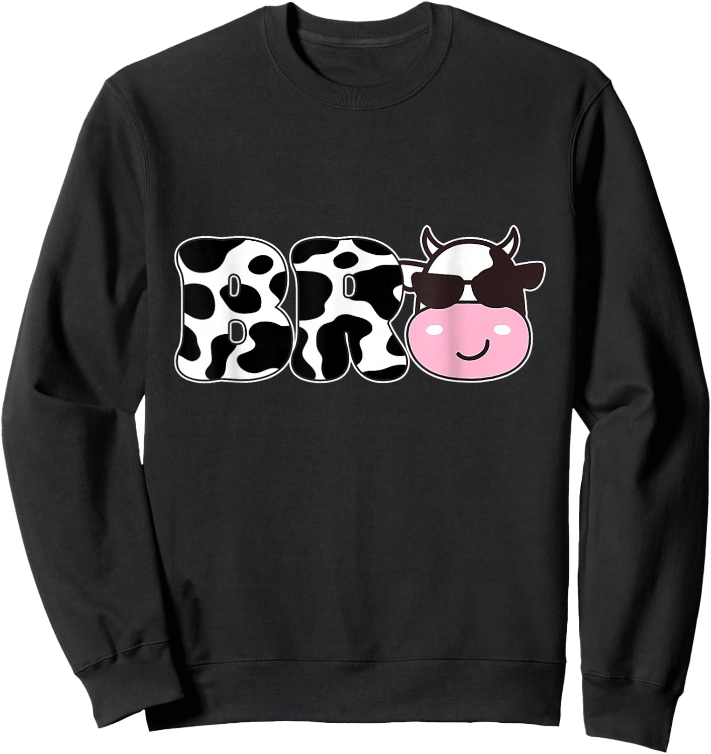 Bro of The Birthday Girl Farm Cow Themed Family Matching Sweatshirt - Sweatshirt | Black