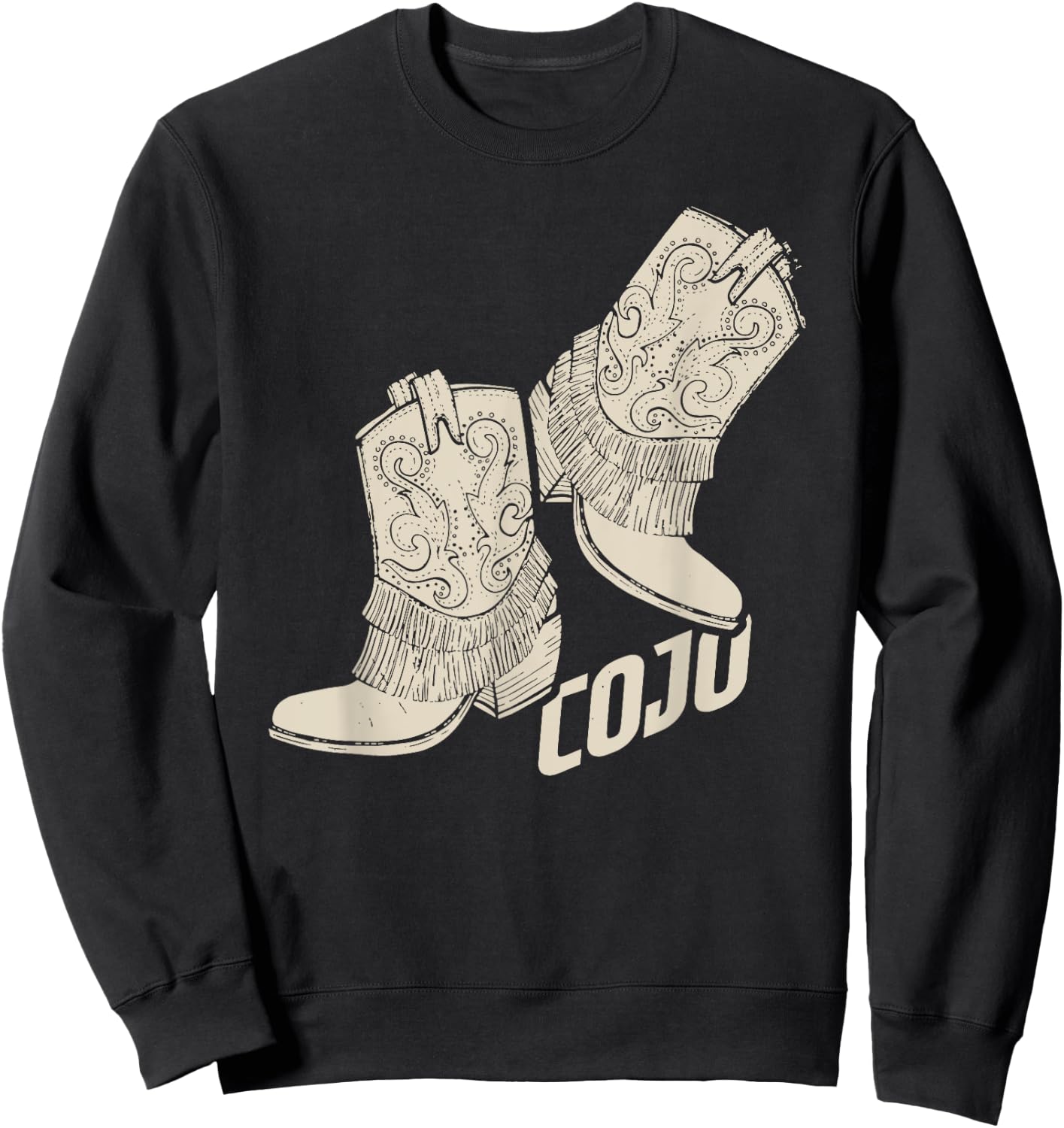 Retro Cojo Johnson Bull Skull Music Country 70s Cowboy Boots Sweatshirt - Sweatshirt | Black