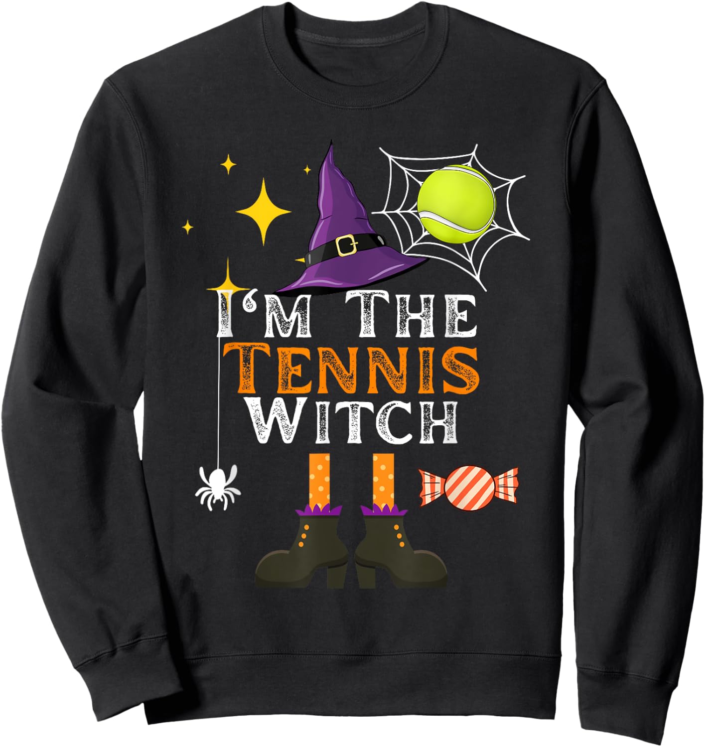I'm The Tennis Witch Halloween Costume Matching Tennis Coach Sweatshirt - Sweatshirt | Black
