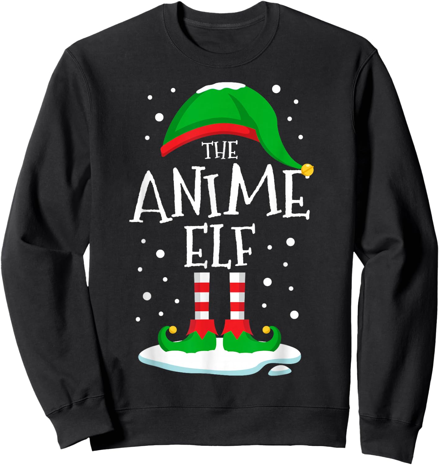The Anime Elf Christmas Family Matching Xmas Group Funny Sweatshirt - Sweatshirt | Black