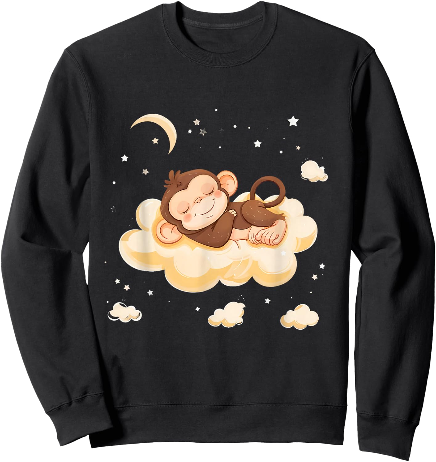Sleepy Monkey Cloud Sleepy Animal Sleeping Monkey Napping Sweatshirt - Sweatshirt | Black