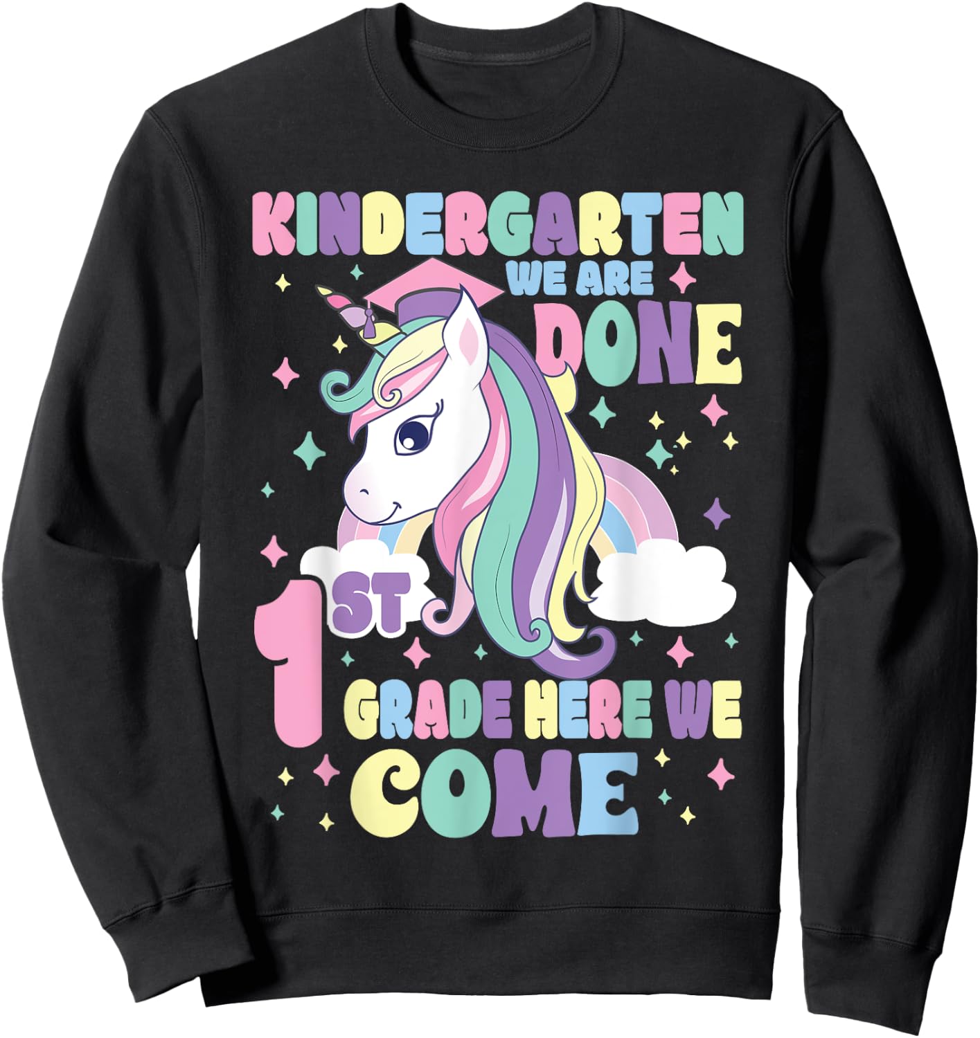Kindergarten Graduation Magical Unicorn Girls Graduation Sweatshirt - Sweatshirt | Black