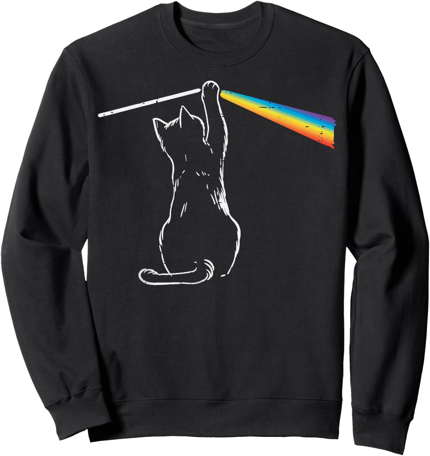 Cat Rainbow Light Cool Prism Science Spectral Men Women Kids Sweatshirt - Sweatshirt | Black