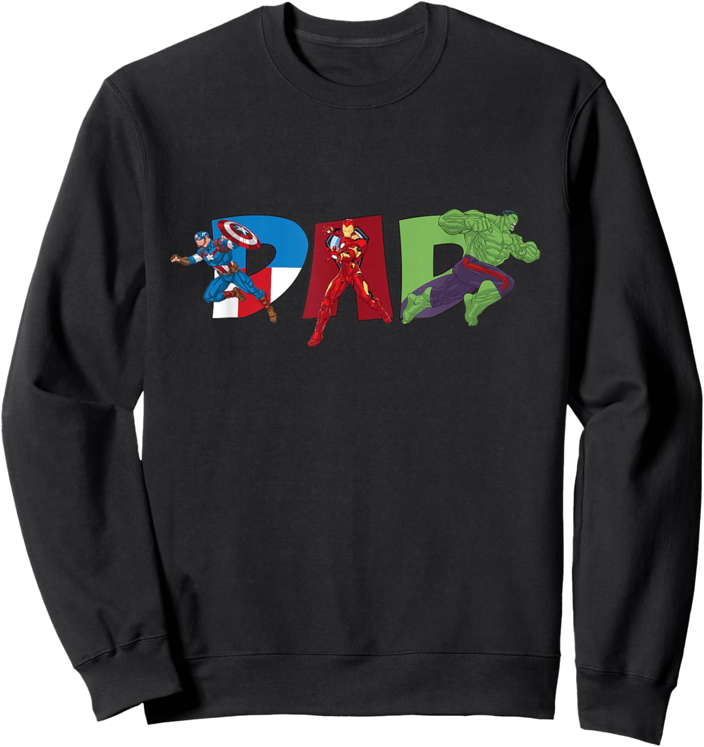 Marvel Avengers Trio Dad Father’s Day Family Trip Birthday Sweatshirt - Sweatshirt | Black